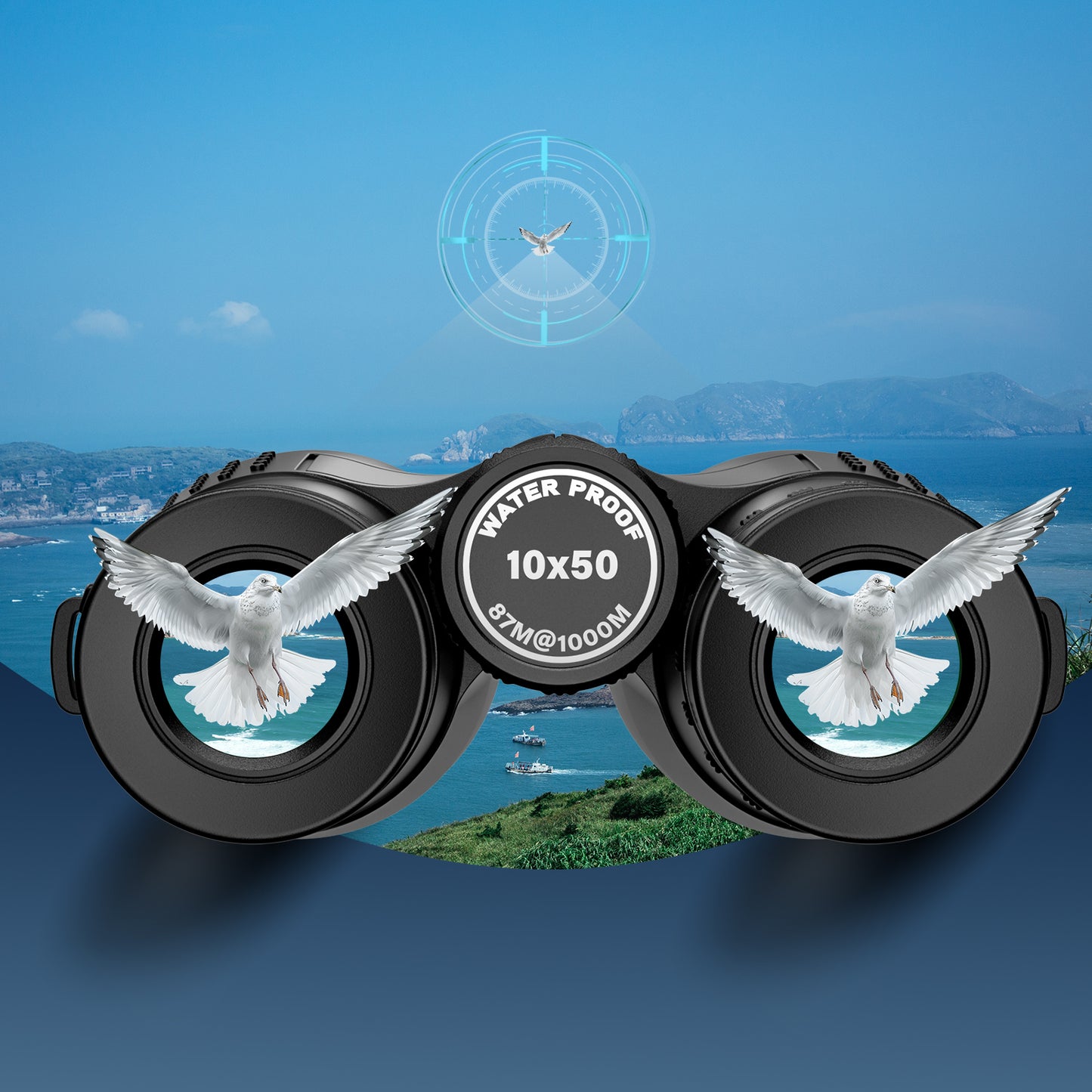 USCAMEL 50mm Binoculars for Adults, Large Objective 10x Clear View Binoculars, Nitrogen-filled Waterproof Fog-proof Binoculars for Birding Outdoor Hunting Camping Portable Outside