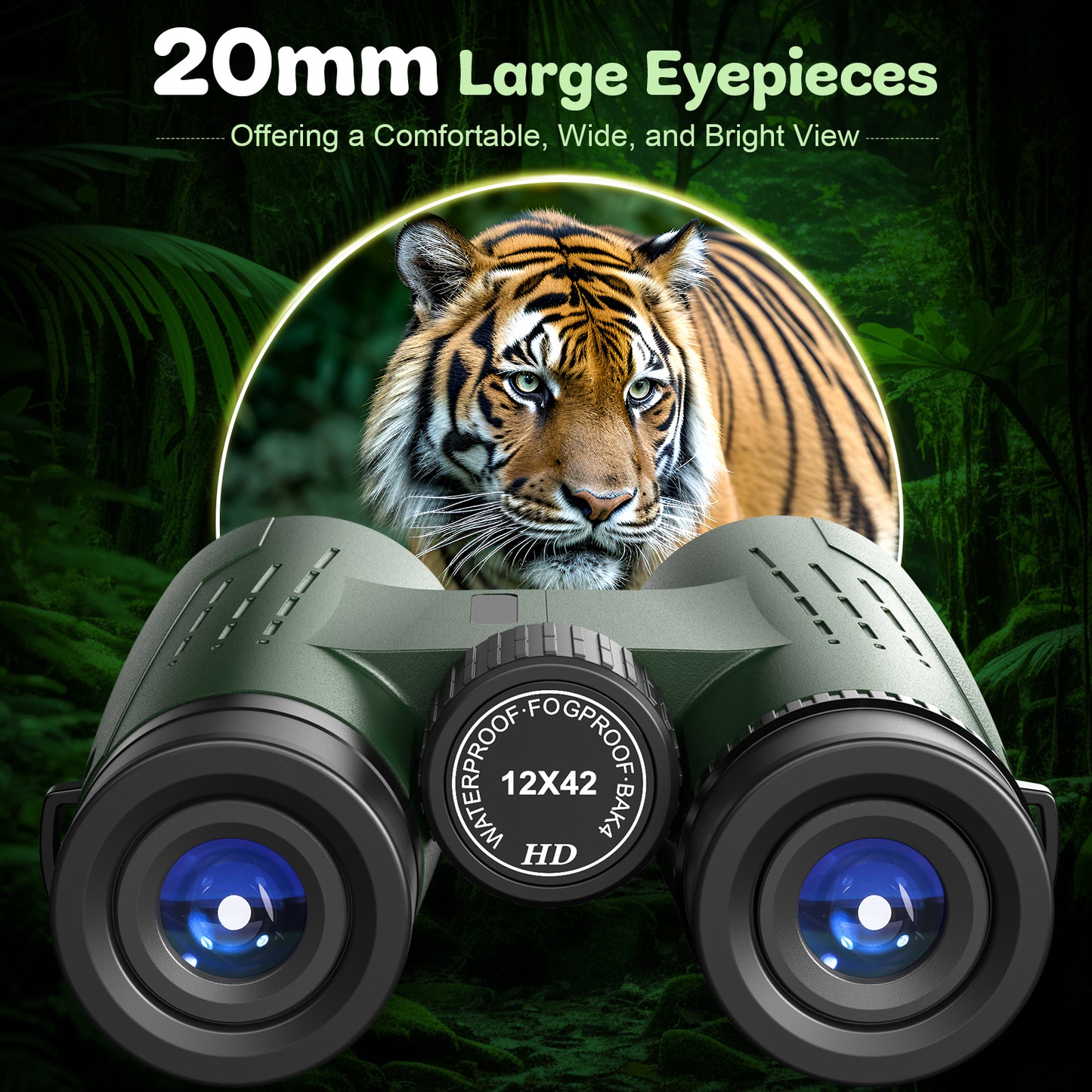 Binoculars for Adults, 12x42 Binoculars with Phone Clip, FMC Binoculars for Birdwatching