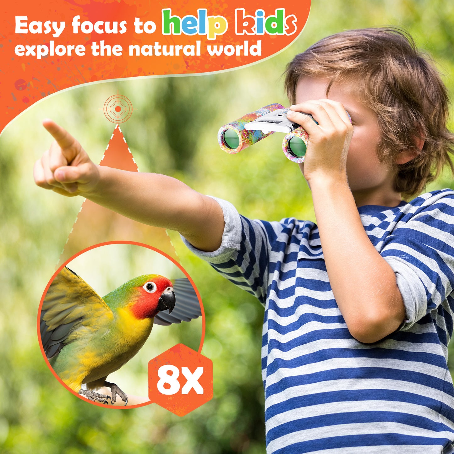 USCAMEL 8X21 Binoculars for Kids Adults, Waterproof Compact Binoculars for Bird Watching, Sports Game, Concert, Climbing