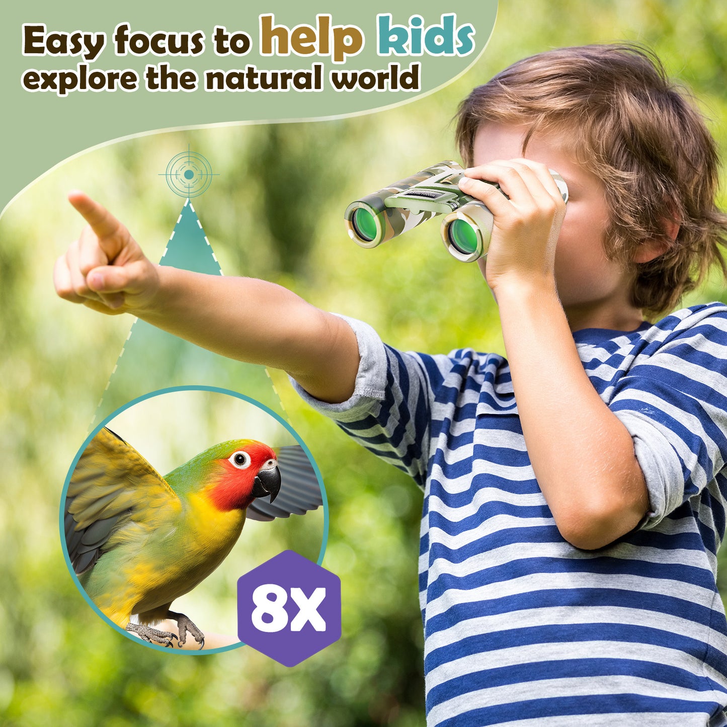 USCAMEL 8X21 Binoculars for Kids Adults, Waterproof Compact Binoculars for Bird Watching, Sports Game, Concert, Climbing