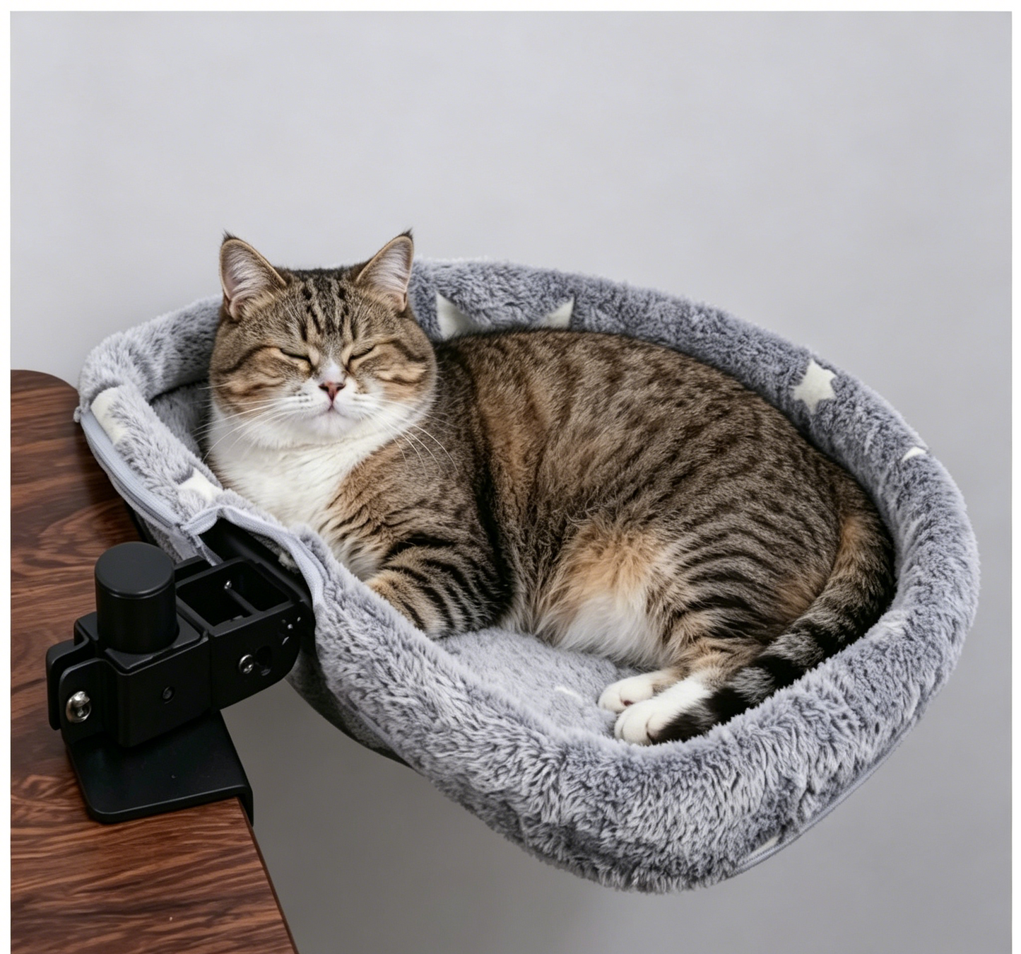 HUTACT Soft Cat Desk Hammock Bed for Indoor Cats Sleeping, 360° Rotatable Foldable Adjustable Pet Table Nest Cat Perch, Heavy Duty Holds Up to 40 Pounds, Suitable for All Desktops