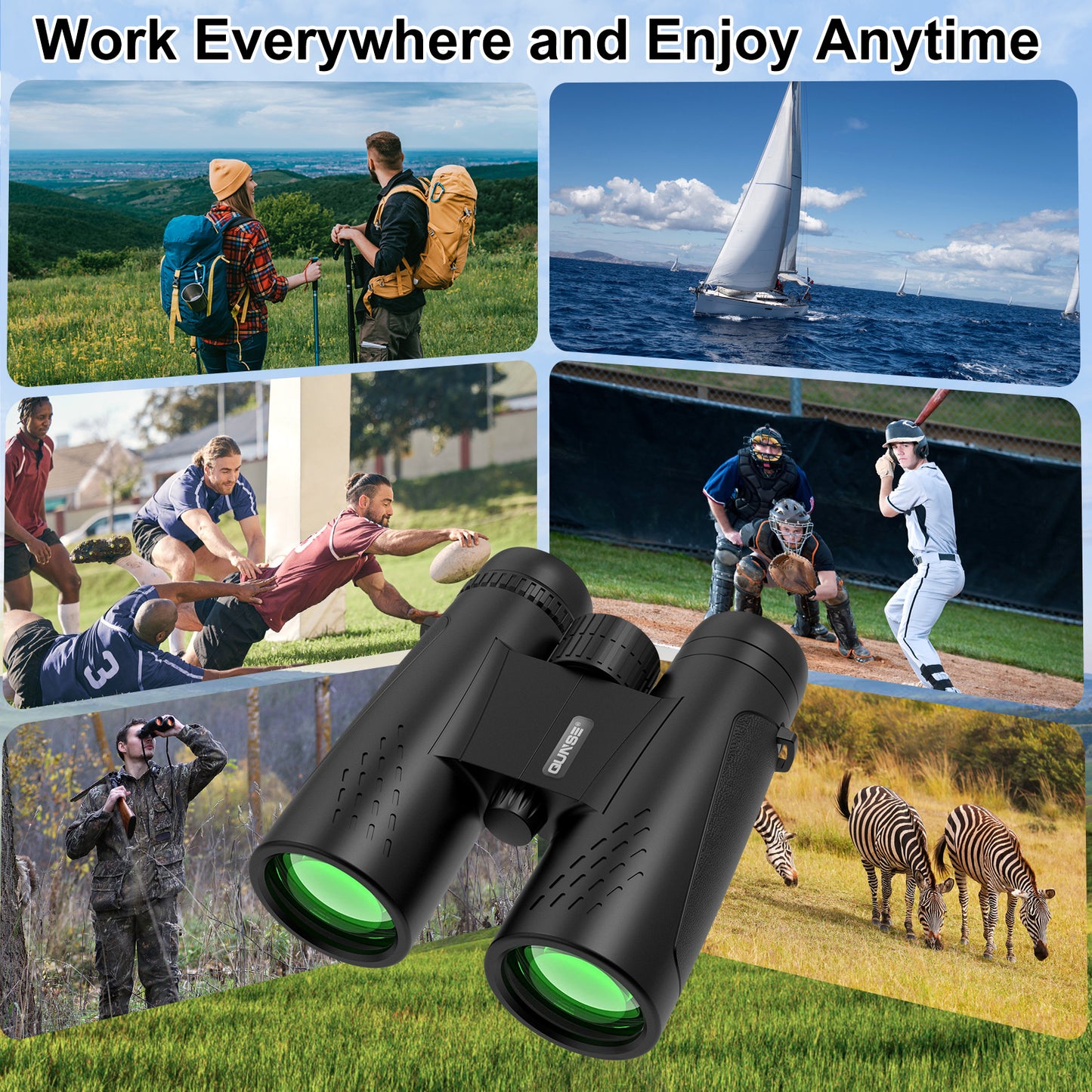 Binoculars for Adults Kids 10X42mm Binoculars Wide View BAK4 Clear Image Waterproof Bincoulars w/ Phone Clip Storage Bag for Outdoor Event Birding Concert