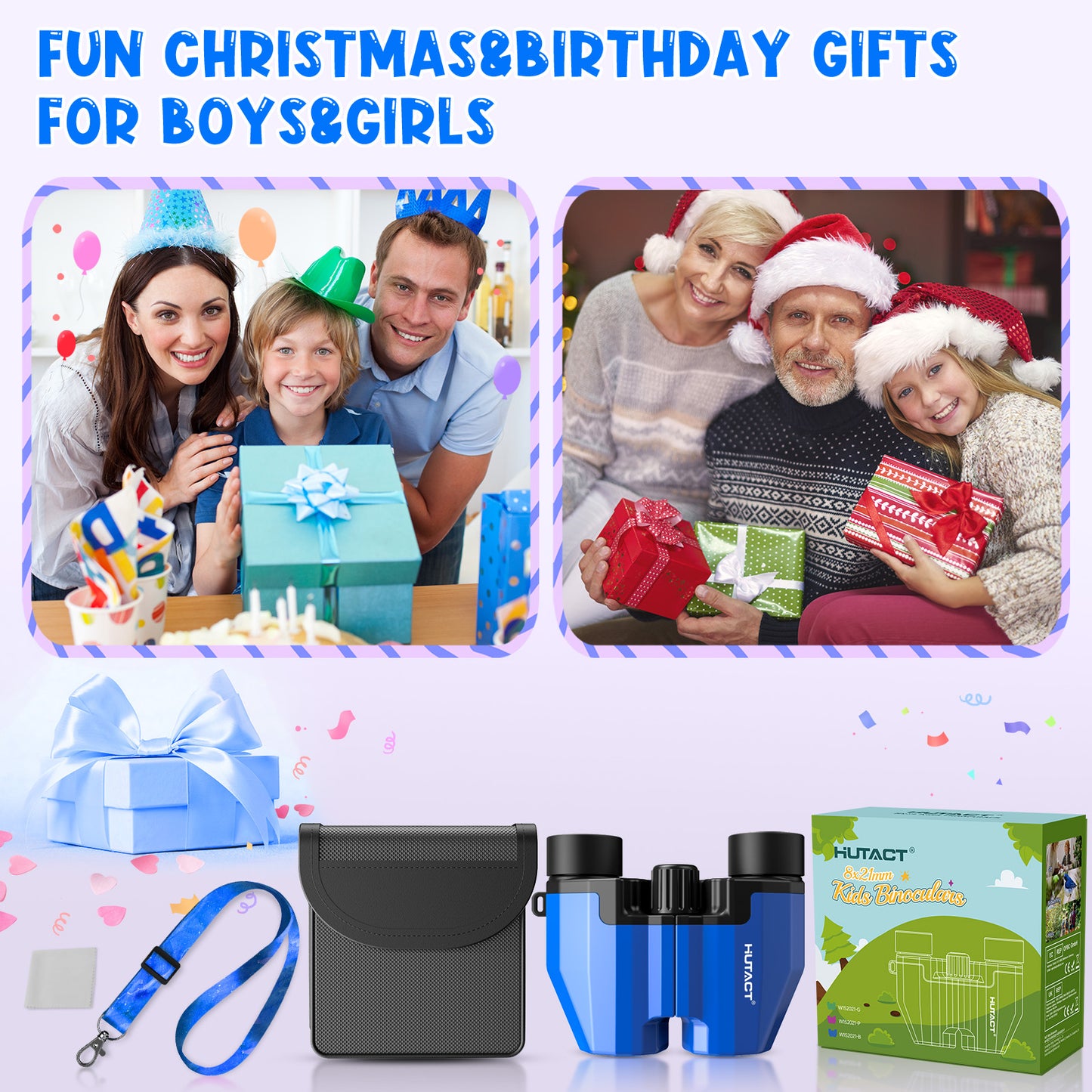 HUTACT Kids Binoculars, 8x21 Binoculars for Adults Child Beginner, FMC Porro Small Pocket Binoculars for Outdoors Bird Watching Sports Event Concert Camping