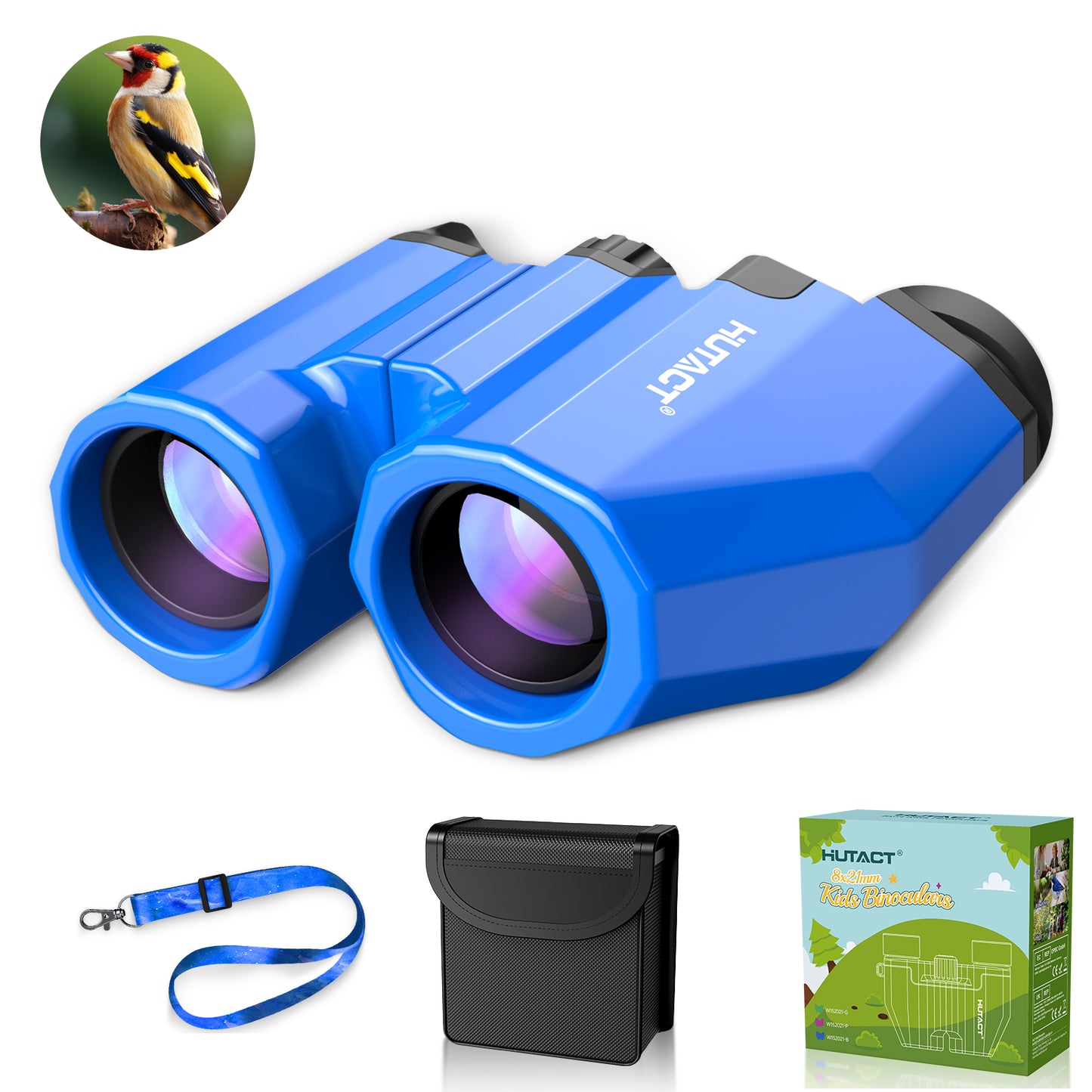 HUTACT Kids Binoculars, 8x21 Binoculars for Adult Beginner, FMC Porro Small Pocket Binoculars for Outdoors Bird Watching Sports Event Concert Camping