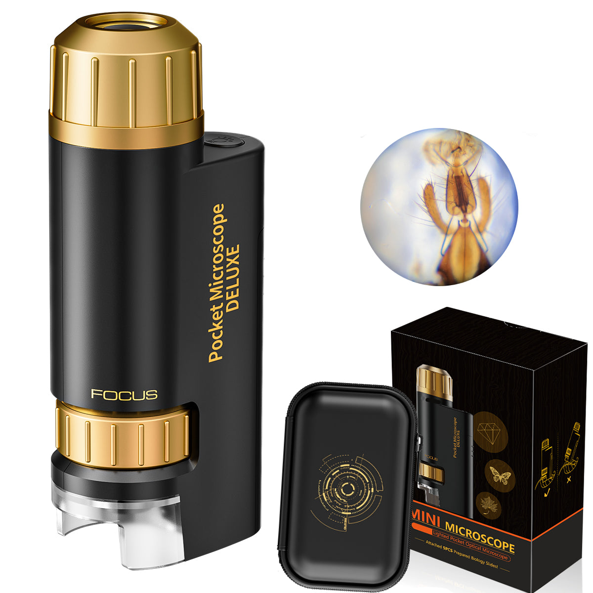 Mini Microscope for Kids, Pocket Microscope LED Light Handheld Small Lightweight Kid Microscope with Storage Bag
