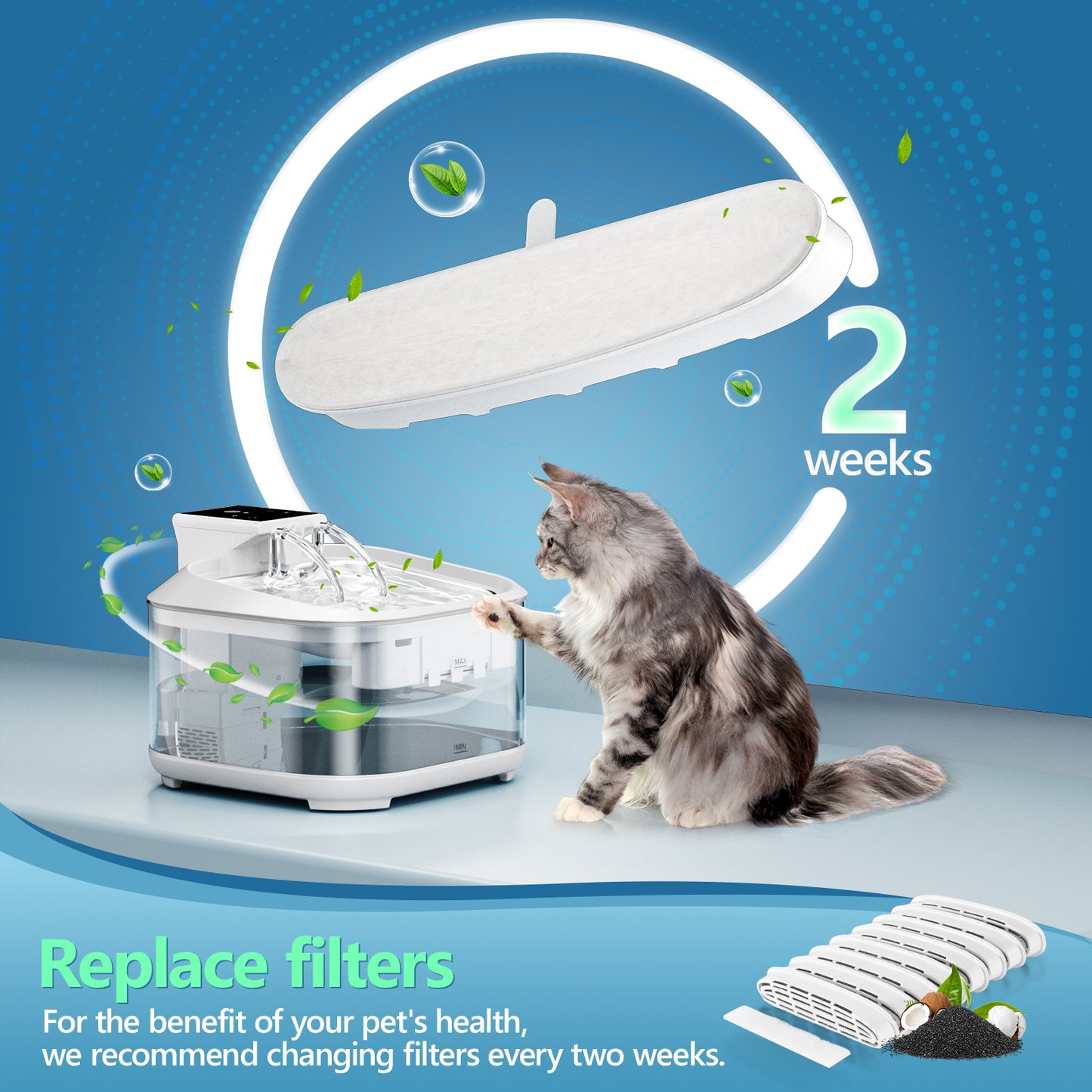 USCAMEL 8 Pack Replacement Filters for 4.5L Pet Water Fountain, Dog Cat Water Fountain Filters