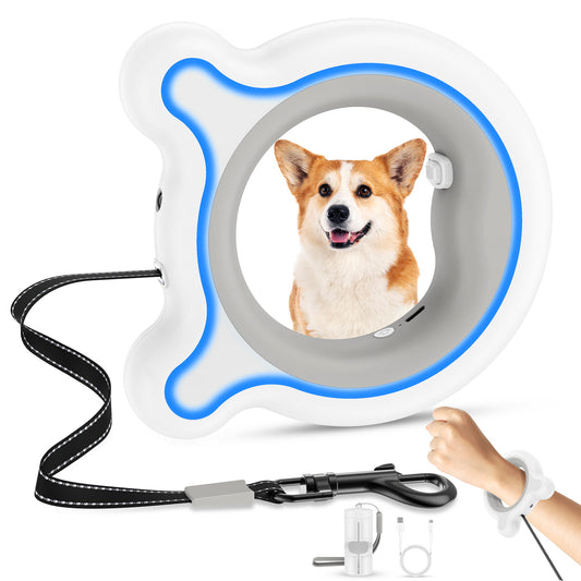 HUTACT Upgrade Retractable Dog Leash with LED Light for Night Walks, Safe 9.84ft Heavy Duty Dog Leash with Hand Free Handle, Tangle-Free for Dog up to 66lbs