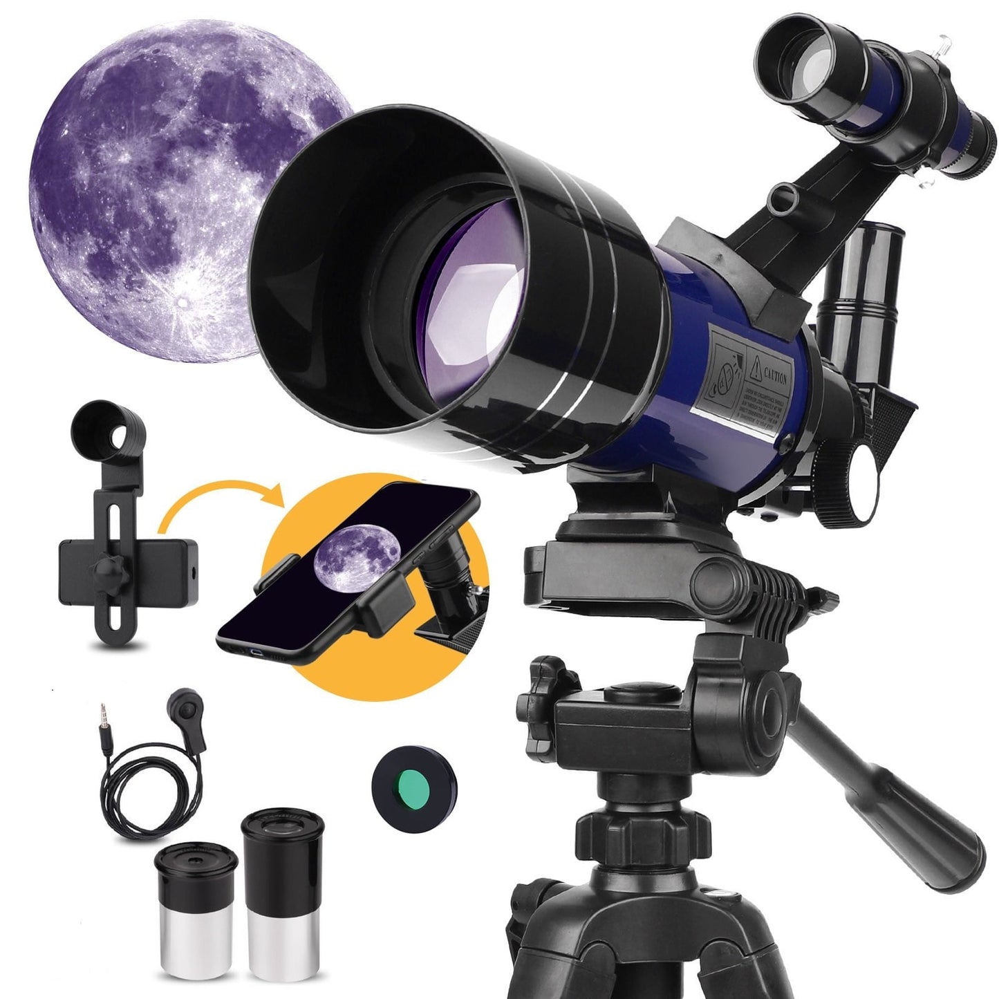 USCAMEL Telescope for Kids Beginners Adults, 70mm Refractor Telescope with Tripod, Astronomy Telescope Gift for Kids