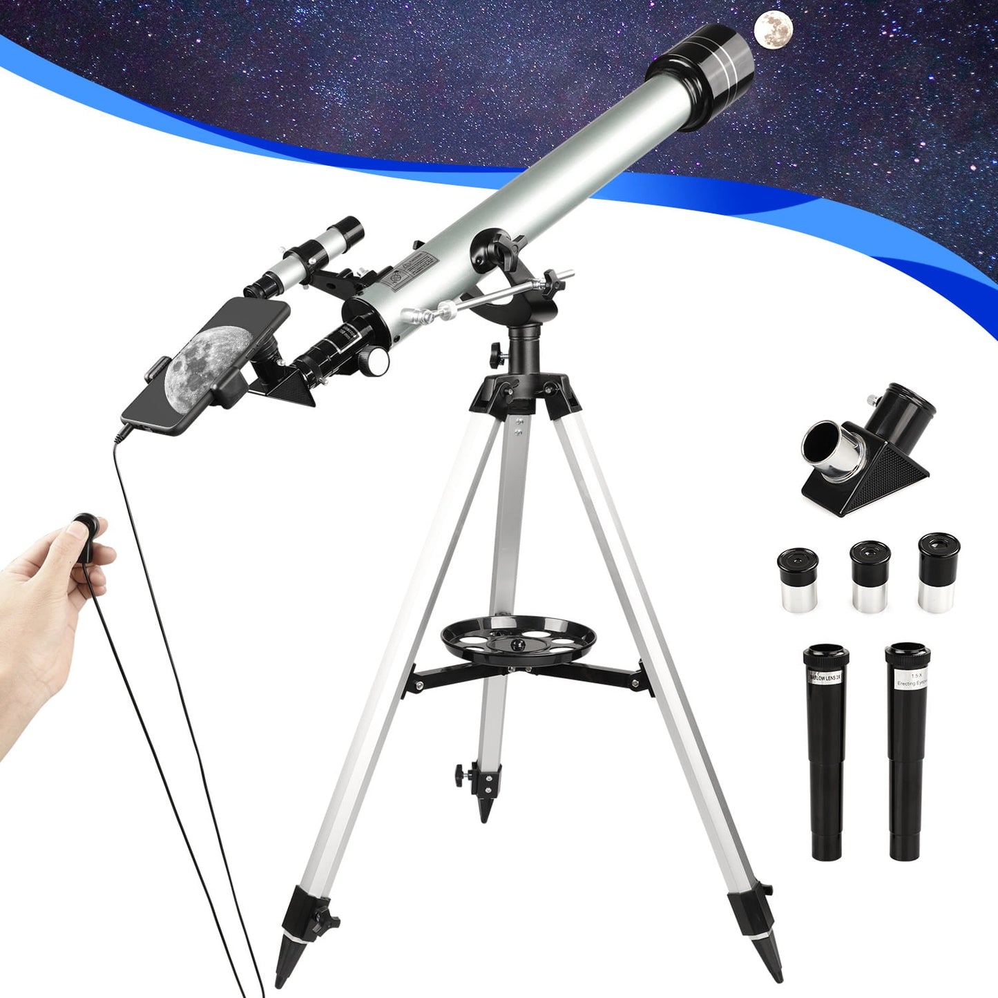 Uscamel 60mm/700mm Folding Astronomical Telescope for Kids and Adults with Tripod and Portable Bag