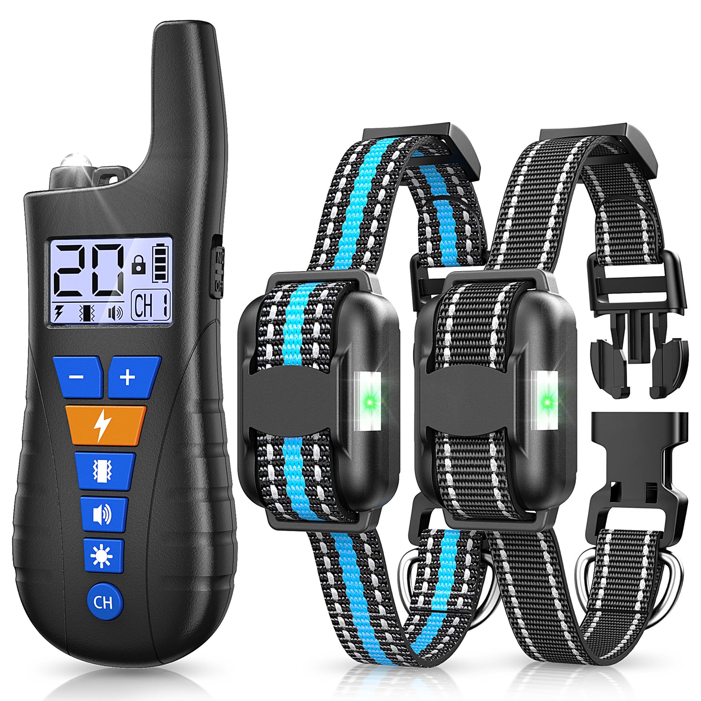 USCAMEL Dog Shock Collar with Remote, Waterproof Rechargeable Dog Training Collar for Small Medium Large Dogs, Electronic Collar with Sound, Vibration, and Electric Shock