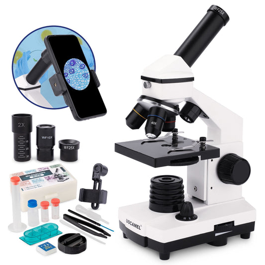 Uscamel 40X-2000X Biological Microscope LED suitable for children, beginners, and adults for school, laboratory, and home education