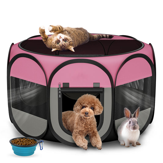 Dog Playpen Indoor for Puppy Cats Small Pet Outdoor Pop-up Playpen Tent Crates 28.7" Breathable Playpen Length for Pets up to 40LBs
