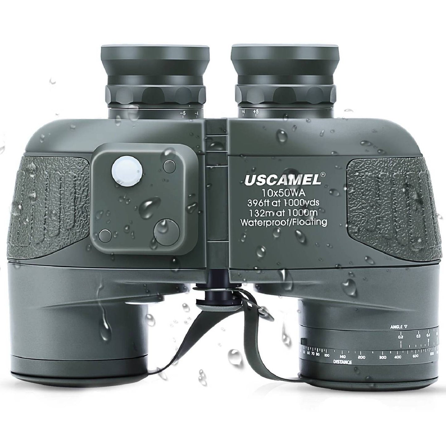 USCAMEL 10X50 Marine Binoculars for Adults, Binoculars with Low Light Vision Rangefinder Compass, BAK4 Waterproof Military Binoculars for Boating Hunting, Gift for Him
