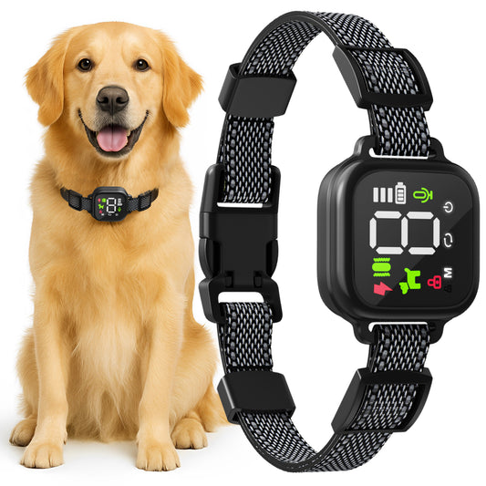 Dog Bark Collar for Large Dog, 4 Modes Shock Collar No False Trigger Auto Smart Anti Barking Collar for Training, Dog Shock Collar with Beep, Vibration & Shock