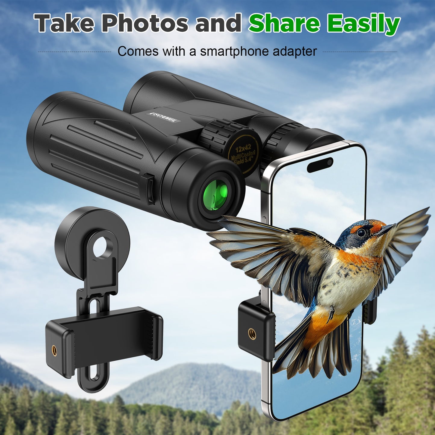 USCAMEL 12x42 Binoculars for Adults, High Power Lightweight Binoculars with Low Light Vision, Compact HD Professional Binoculars for Bird Watching, Stargazing, Hunting, Travel Sports Camping Concerts