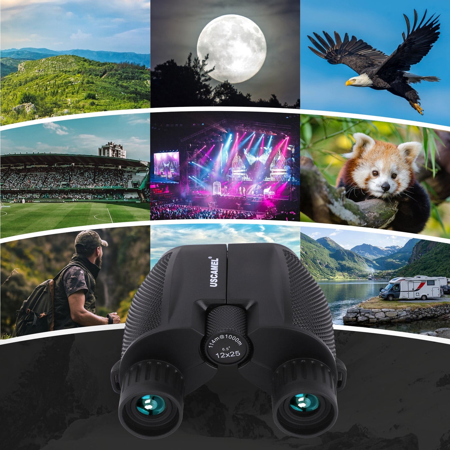 USCAMEL Compact Binoculars for Adults Kids ,Waterproof Binoculars for Bird Watching, Traveling, Hunting, Concert Sports