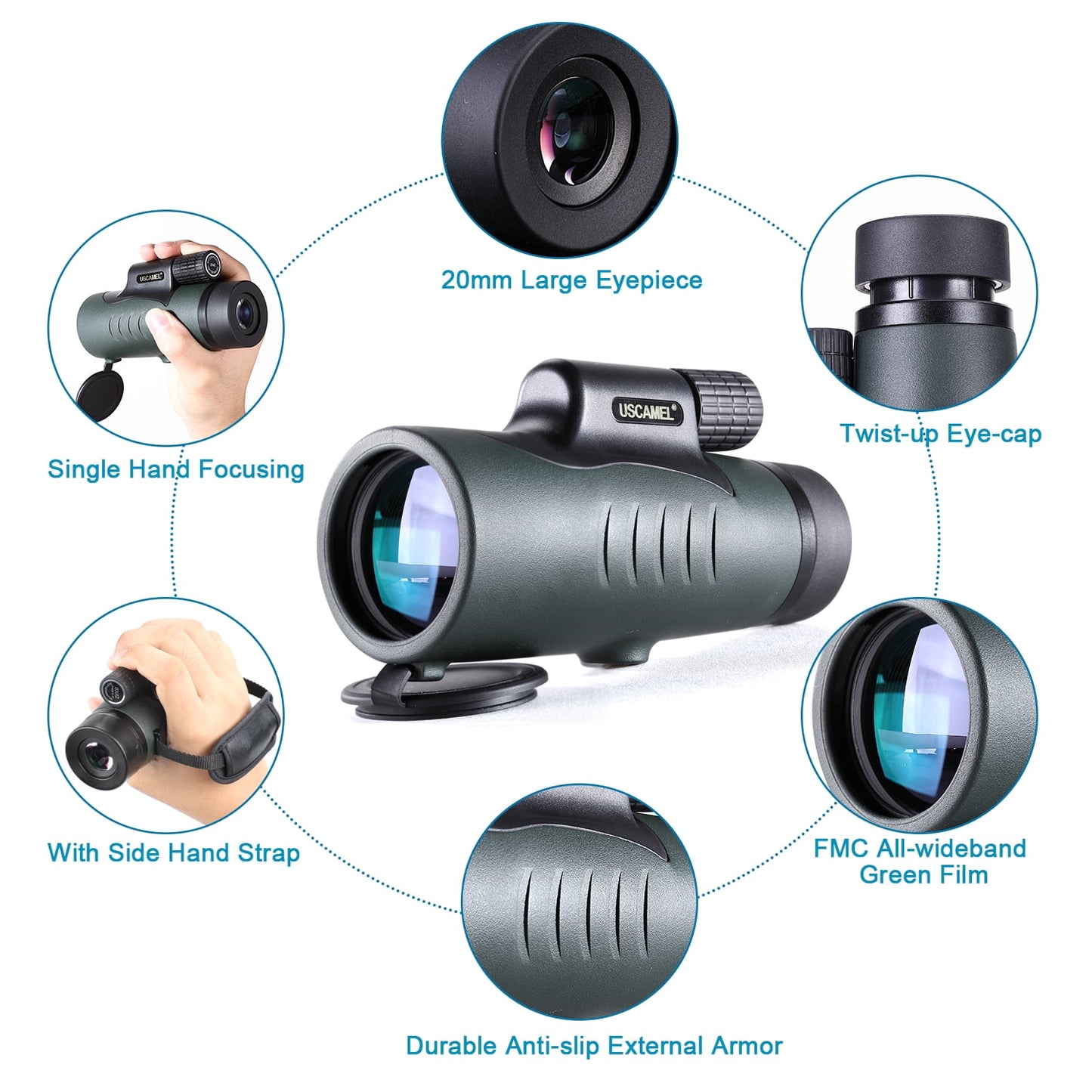 USCAMEL Monocular Telescope for Adults High Power Monocular Telescope for Smartphone Compact Monocular Telescope for Bird Watching Hunting