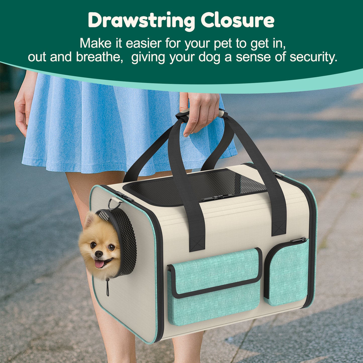 USCAMEL Cat Carrier for Cats Puppies, Soft Sided Pet Carrier Bag with Window, Shoulder Strap, Roomy Collapsible Pet Travel Carrier for Camping Outdoor Airline