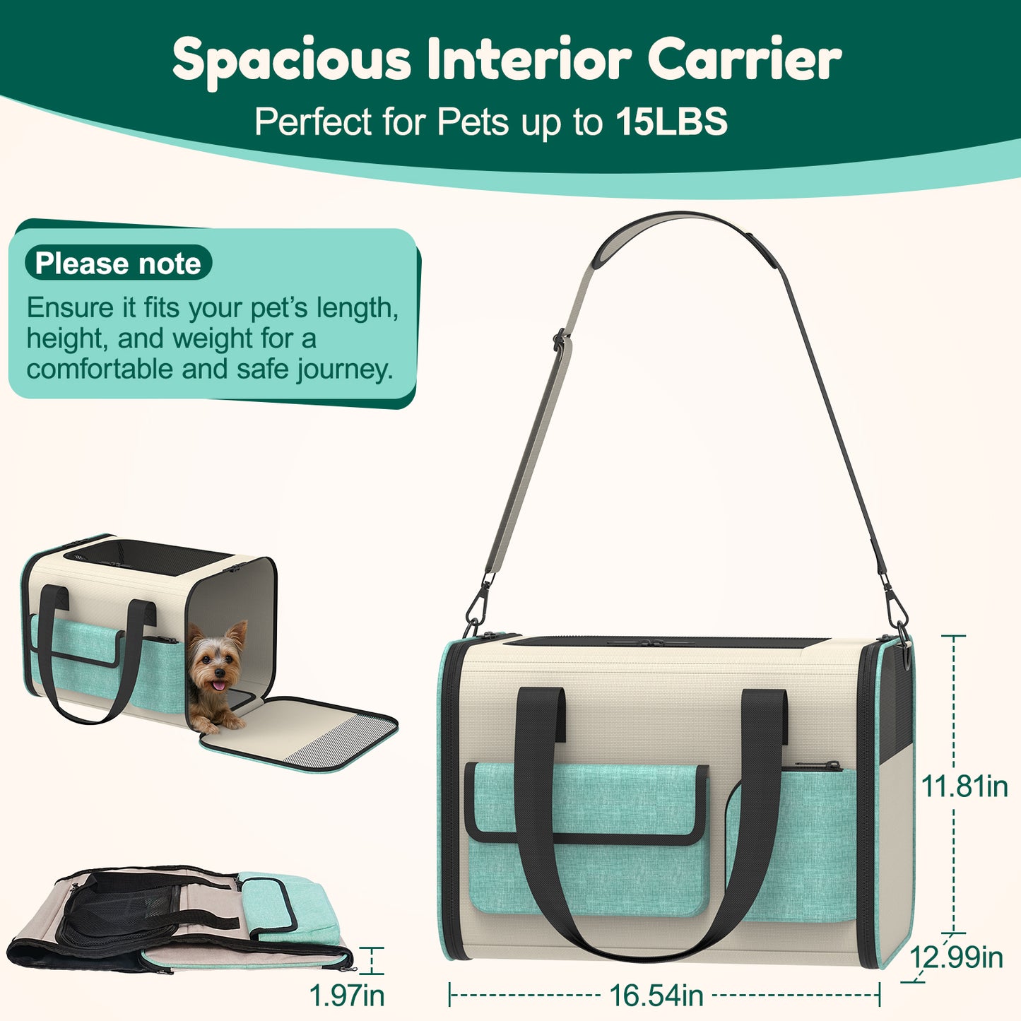 USCAMEL Cat Carrier for Cats Puppies, Soft Sided Pet Carrier Bag with Window, Shoulder Strap, Roomy Collapsible Pet Travel Carrier for Camping Outdoor Airline