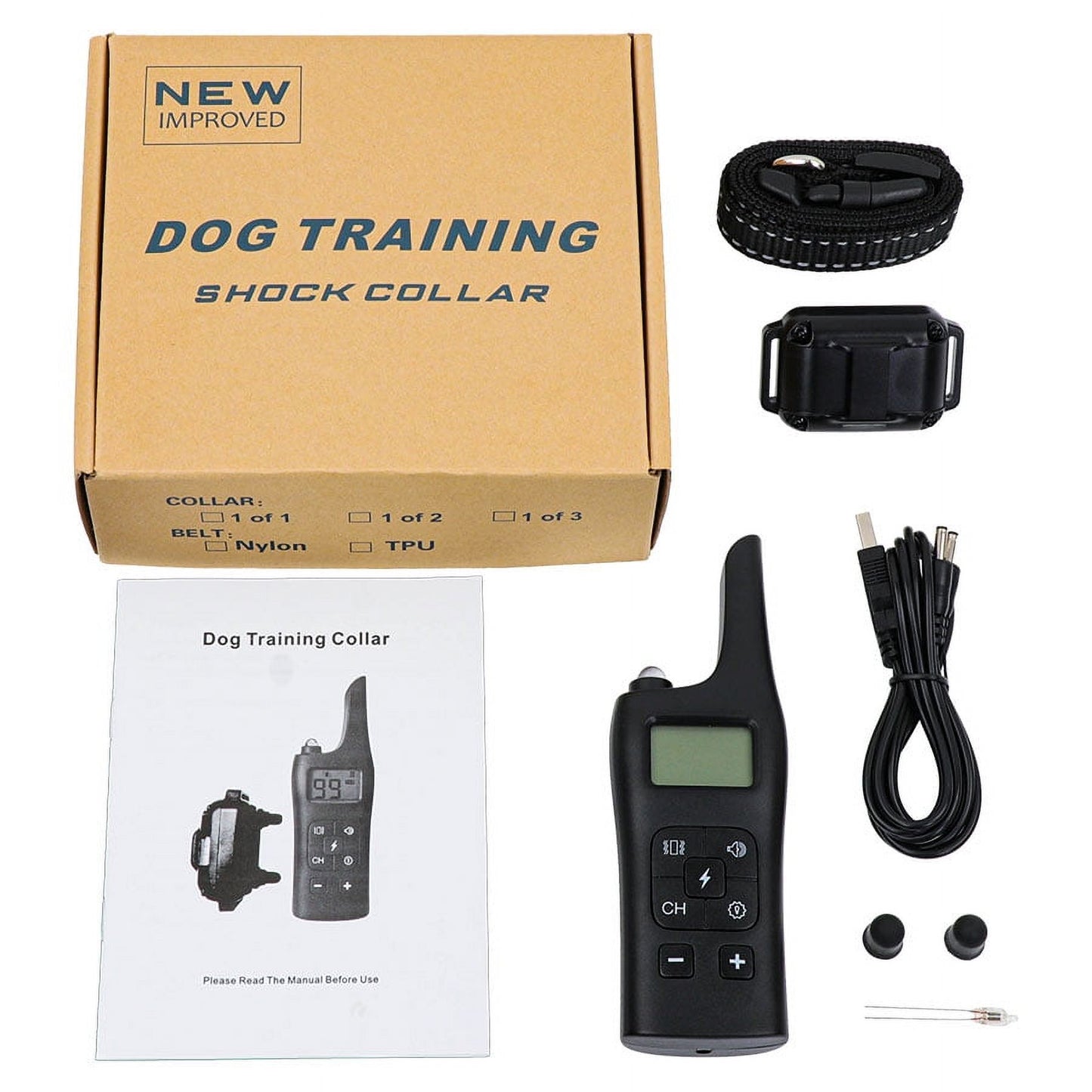 Uscamel Dog Training Collar with 3 Modes, Waterproof Rechargeable Shcok Collar for Large, Medium, and Small Dog Breeds