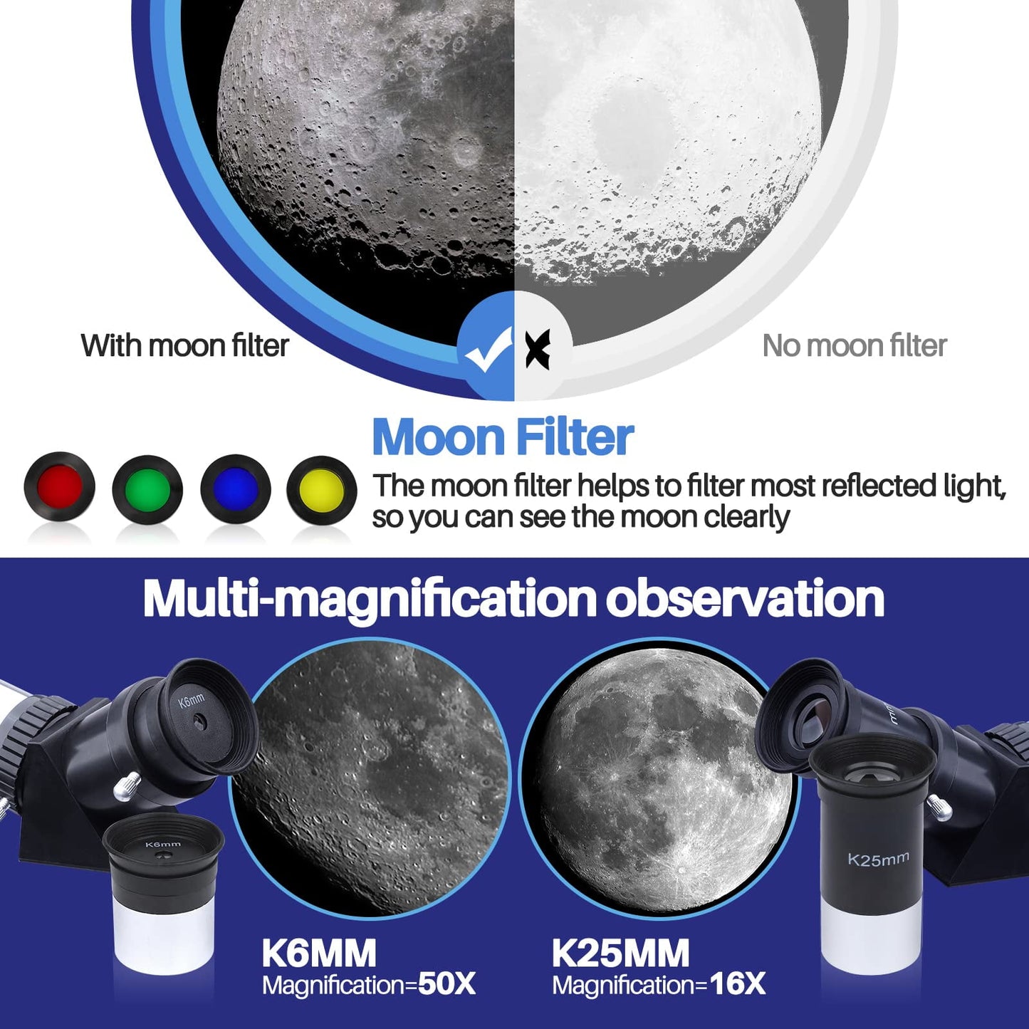 USCAMEL Astronomy Telescope for Kids Beginners Adults, 70mm Refractor Telescope with Finder Scope & Tripod, Telescope Gift for Kids