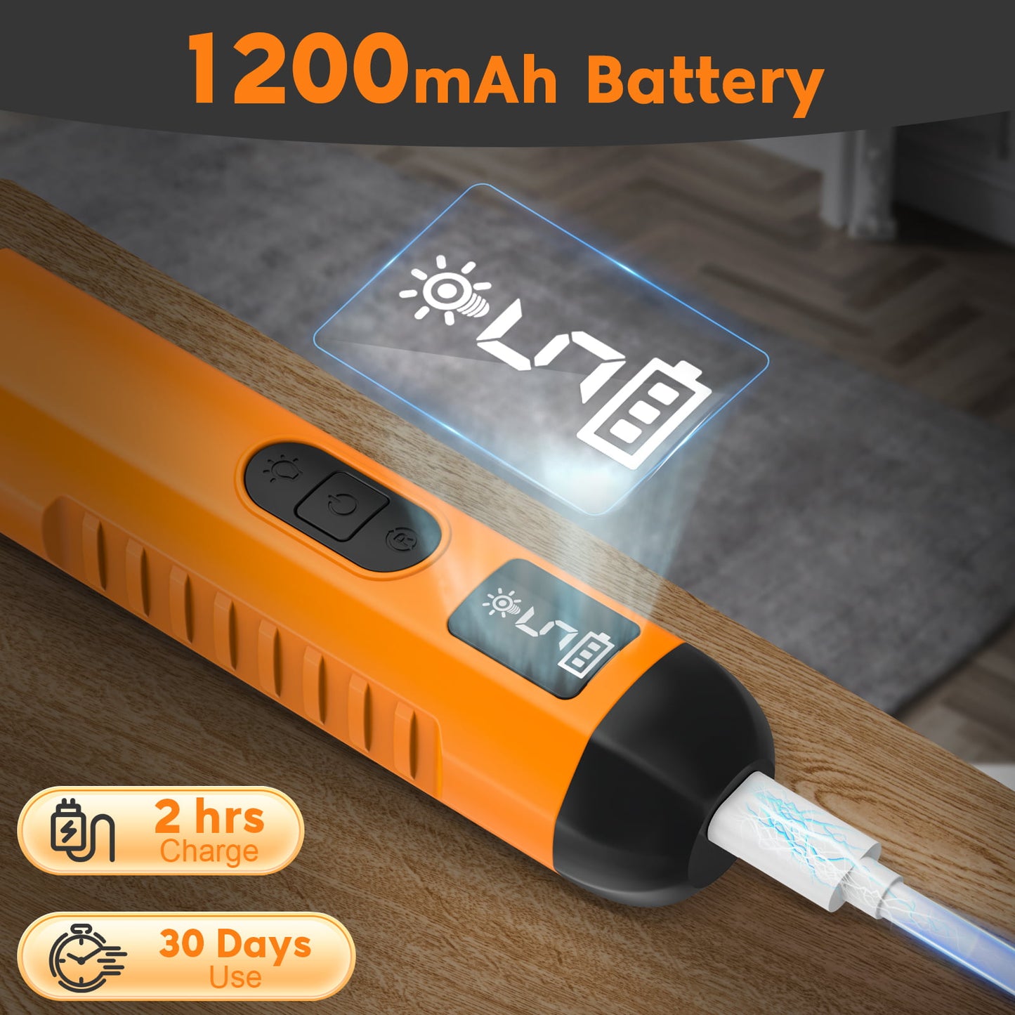 HUTACT Pet Nail Grinder for Dogs Cats, Dog Nail Grinder 5 Speeds w/ LED Light 1200mAh Rechargeable Trimmer Nail Grooming Clipper