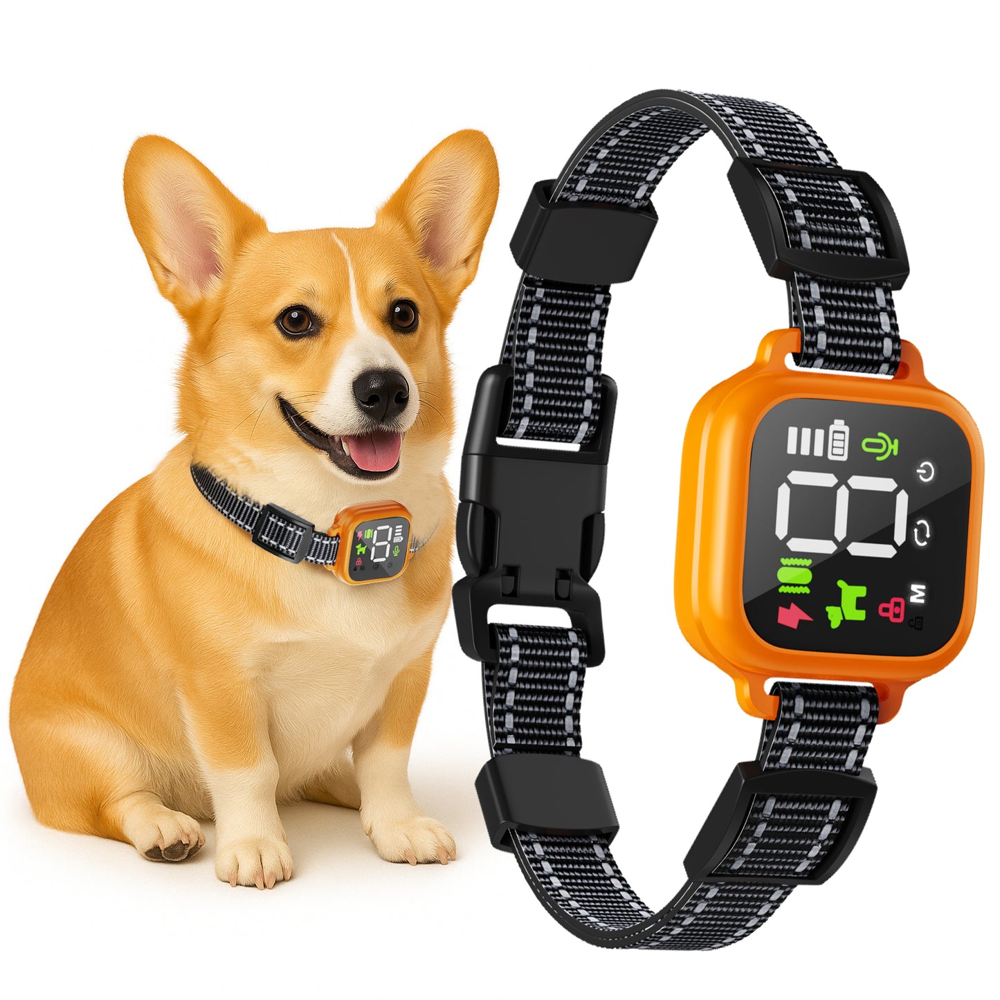 Dog Bark Collar for Large Dog, 4 Modes Shock Collar No False Trigger Auto Smart Anti Barking Collar for Training, Dog Shock Collar with Beep, Vibration & Shock