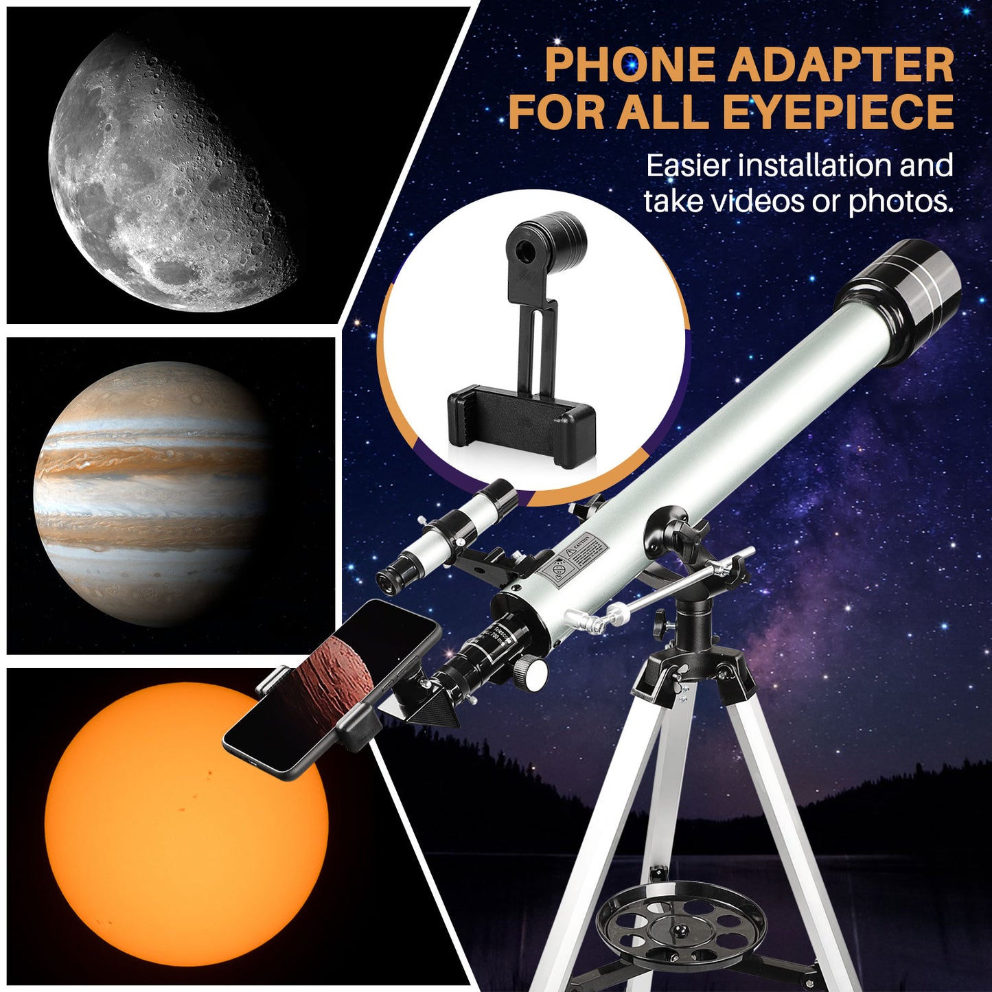 Uscamel 60mm/700mm Folding Astronomical Telescope for Kids and Adults with Tripod and Portable Bag