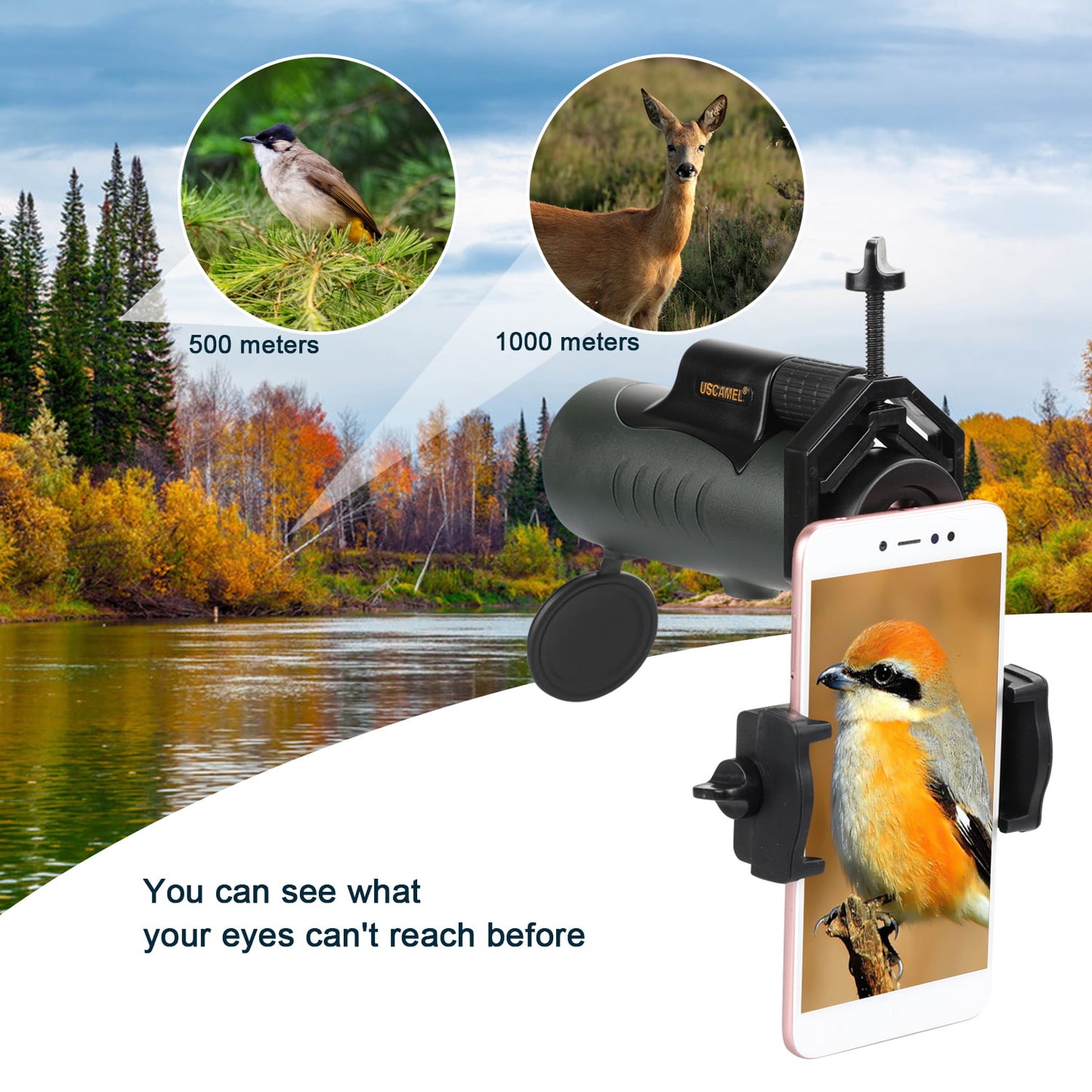 USCAMEL Monocular Telescope for Adults High Power Monocular Telescope for Smartphone Compact Monocular Telescope for Bird Watching Hunting