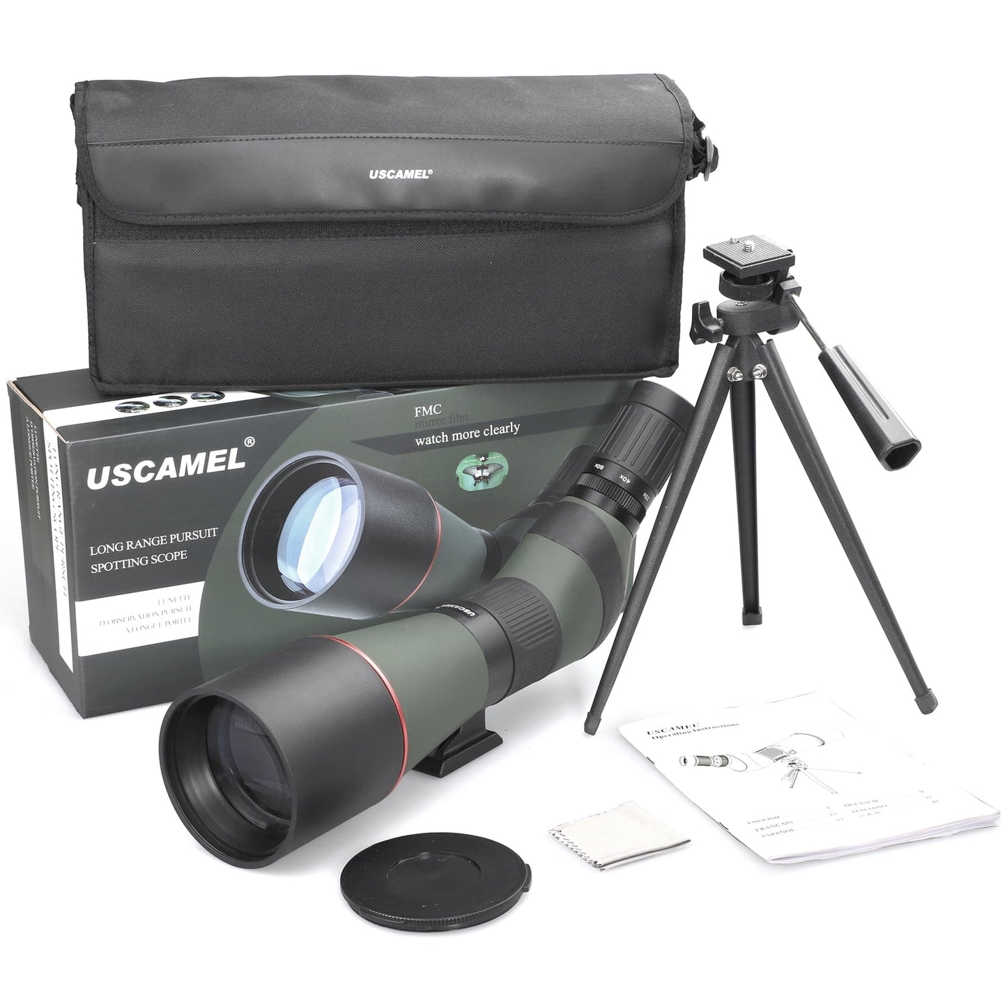 USCAMEL 20-60x65 Spotting Scopes with Tripod, Carrying Bag for Target Shooting,Birding,Wildlife Viewing