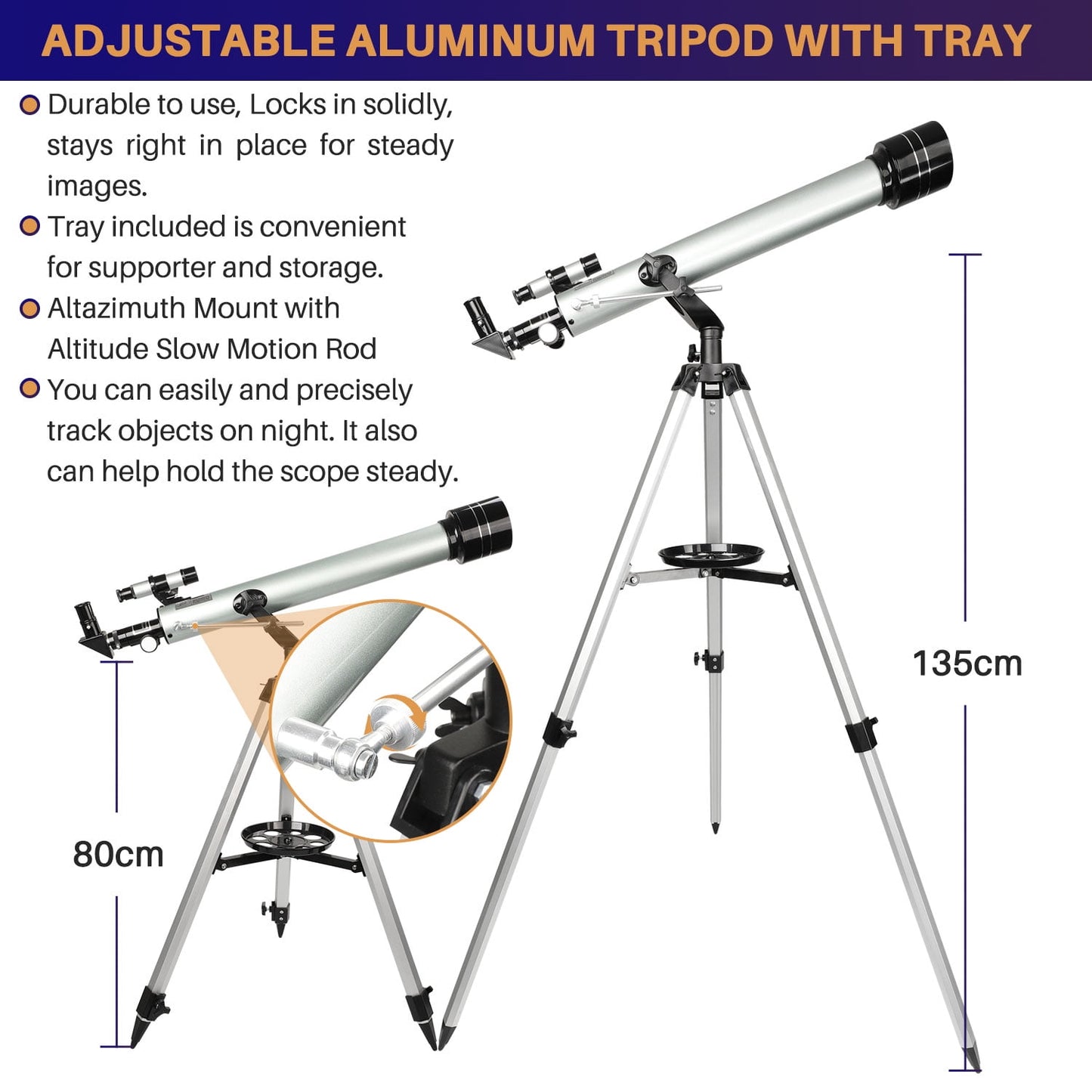 Uscamel 60mm/700mm Folding Astronomical Telescope for Kids and Adults with Tripod and Portable Bag