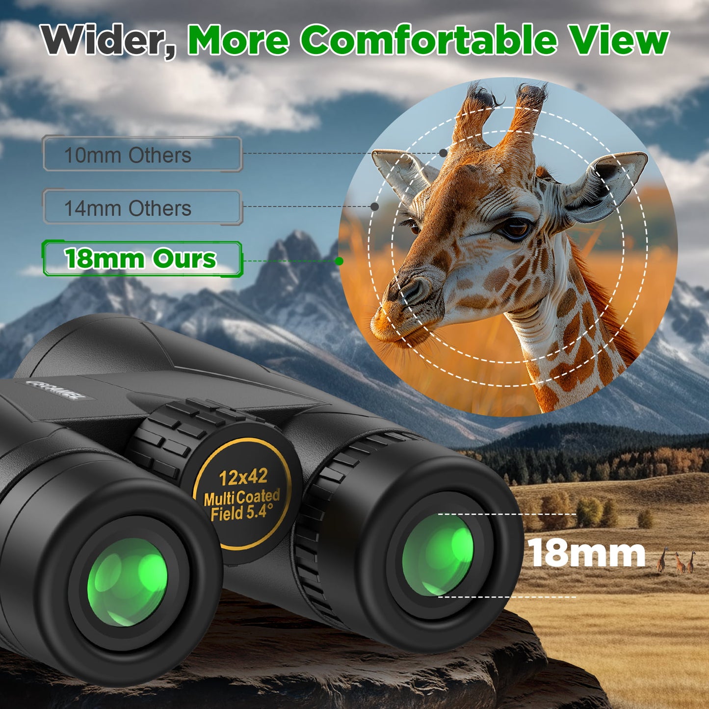 USCAMEL 12x42 Binoculars for Adults, High Power Lightweight Binoculars with Low Light Vision, Compact HD Professional Binoculars for Bird Watching, Stargazing, Hunting, Travel Sports Camping Concerts
