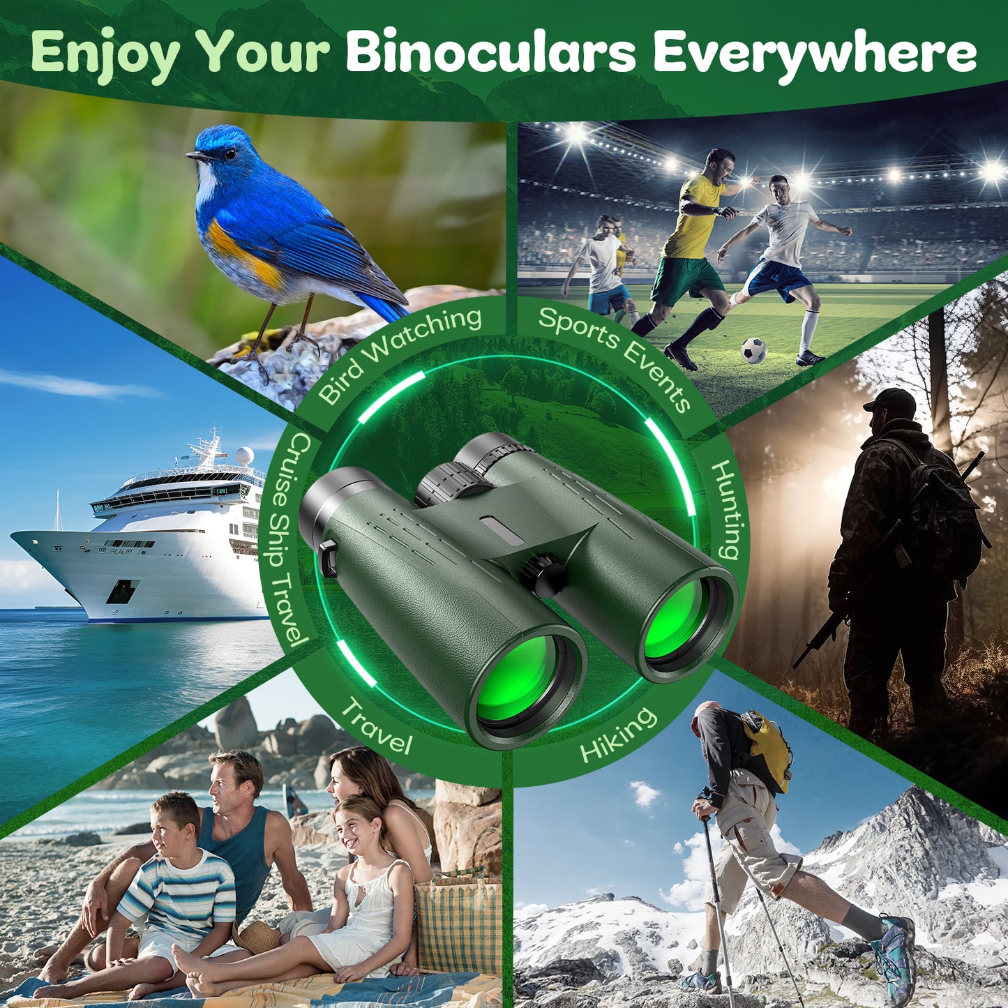 Binoculars for Adults, 12x42 Binoculars with Phone Clip, FMC Binoculars for Birdwatching