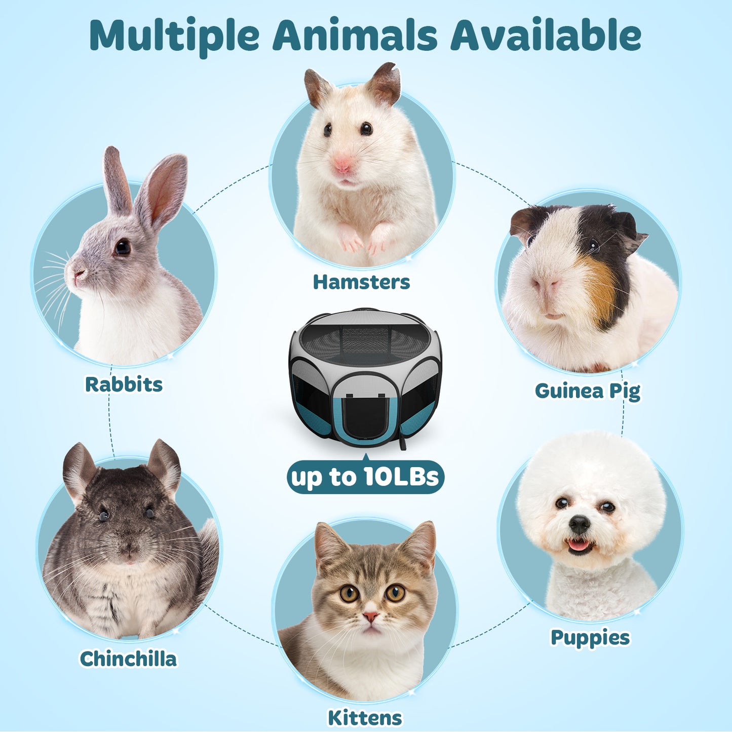 HUTACT Playpen for Puppies Cats, Pop-up Playpen 29" Foldable Portable Chicken Crate Playpen for Indoor Outdoor Travel Hiking