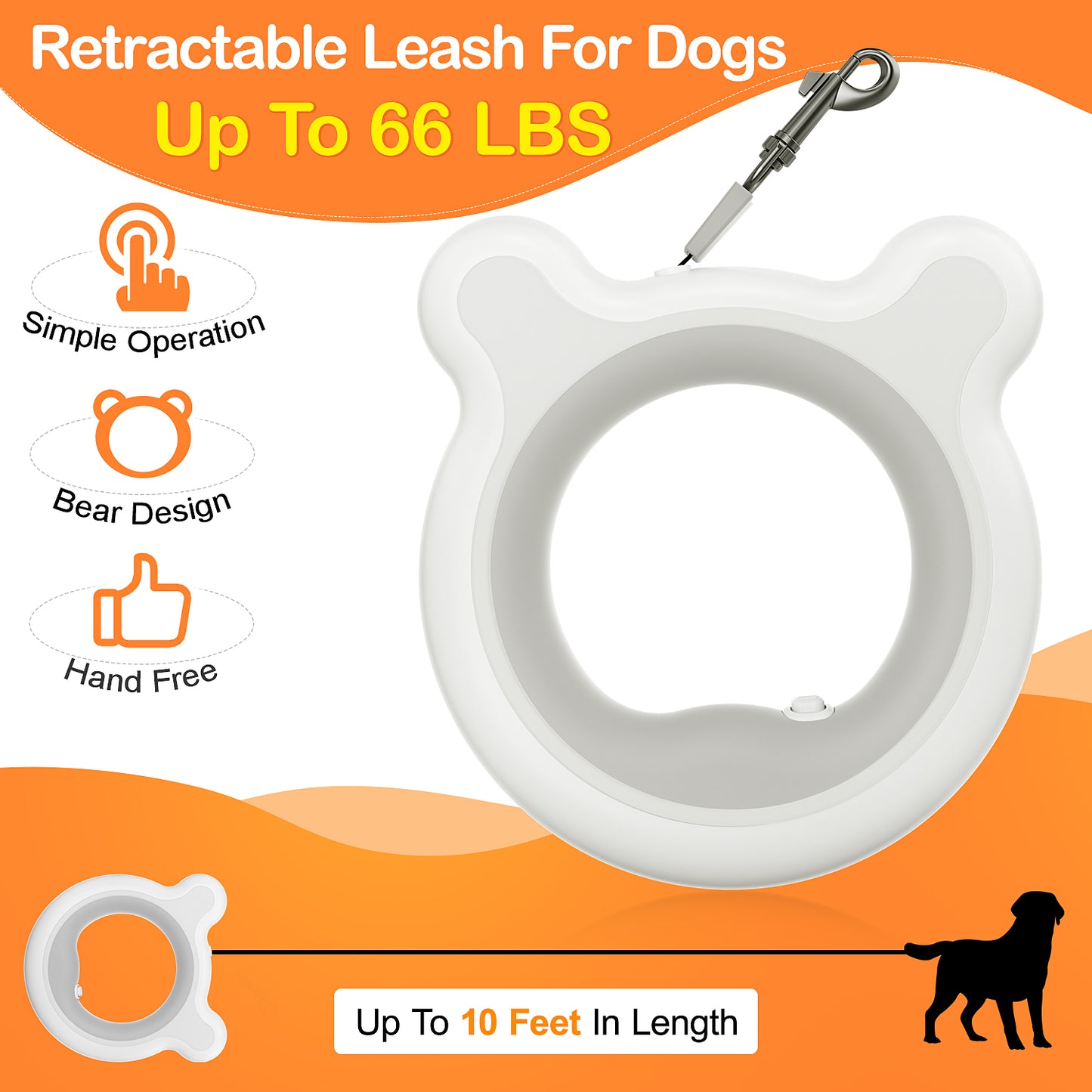 Retractable Dog Leash, 9.8FT Dog Walking Leash for Small Dogs Medium Dogs up to 66 lbs, Anti-Slip Handle Pet Leash