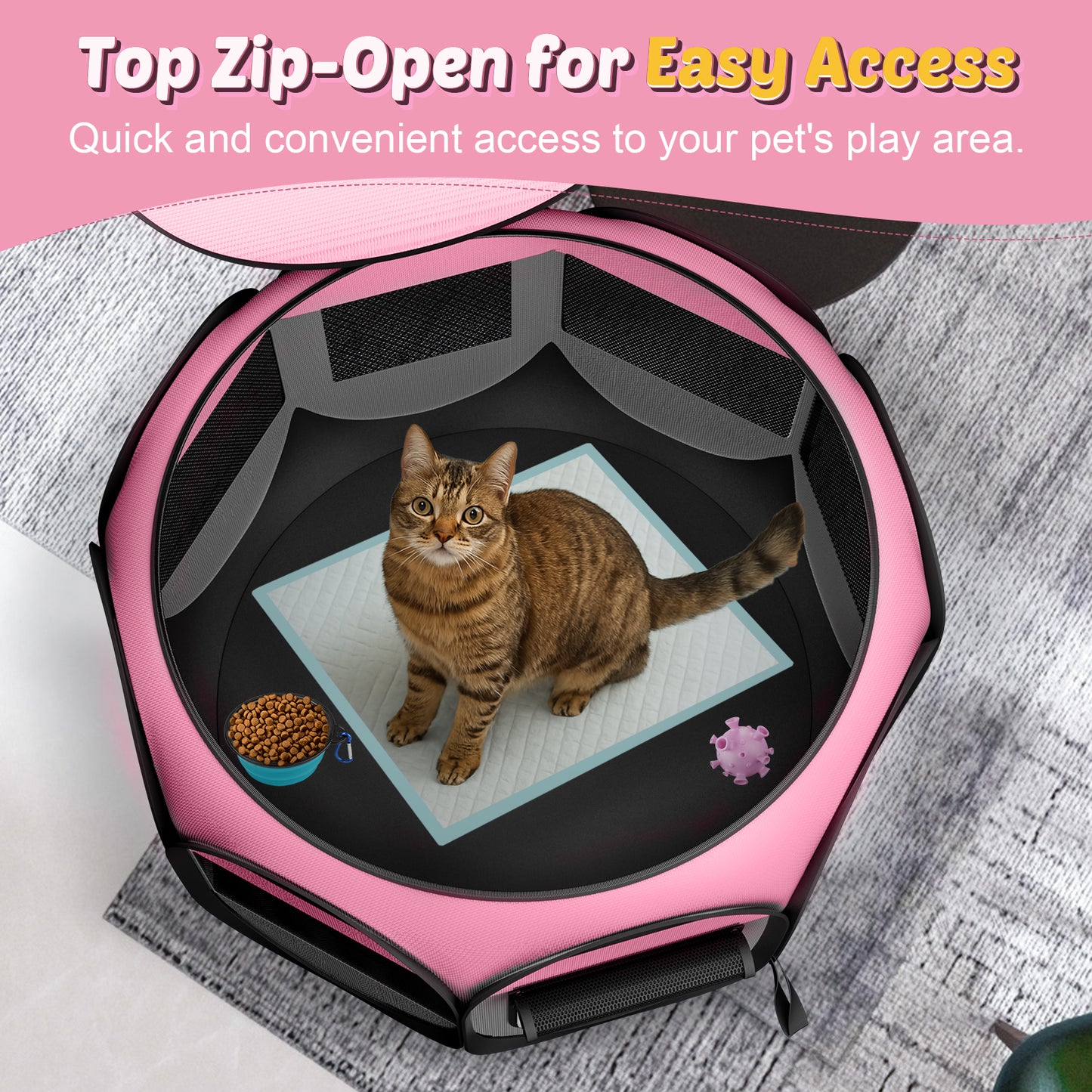 Dog Playpen Indoor for Puppy Cats Small Pet Outdoor Pop-up Playpen Tent Crates 28.7" Breathable Playpen Length for Pets up to 40LBs