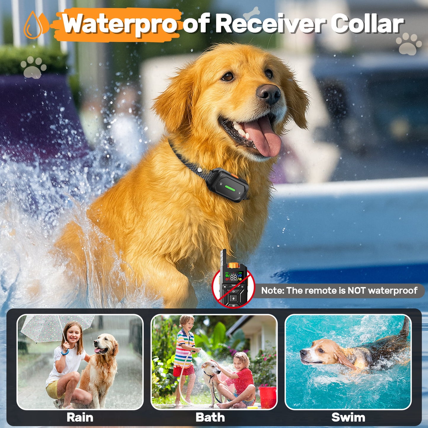 HUTACT Shock Collar with Remote for Large Dogs, HUTACT 2600FT Training Collar Bark Collar Waterproof Adjustable Beep Vibration Shock