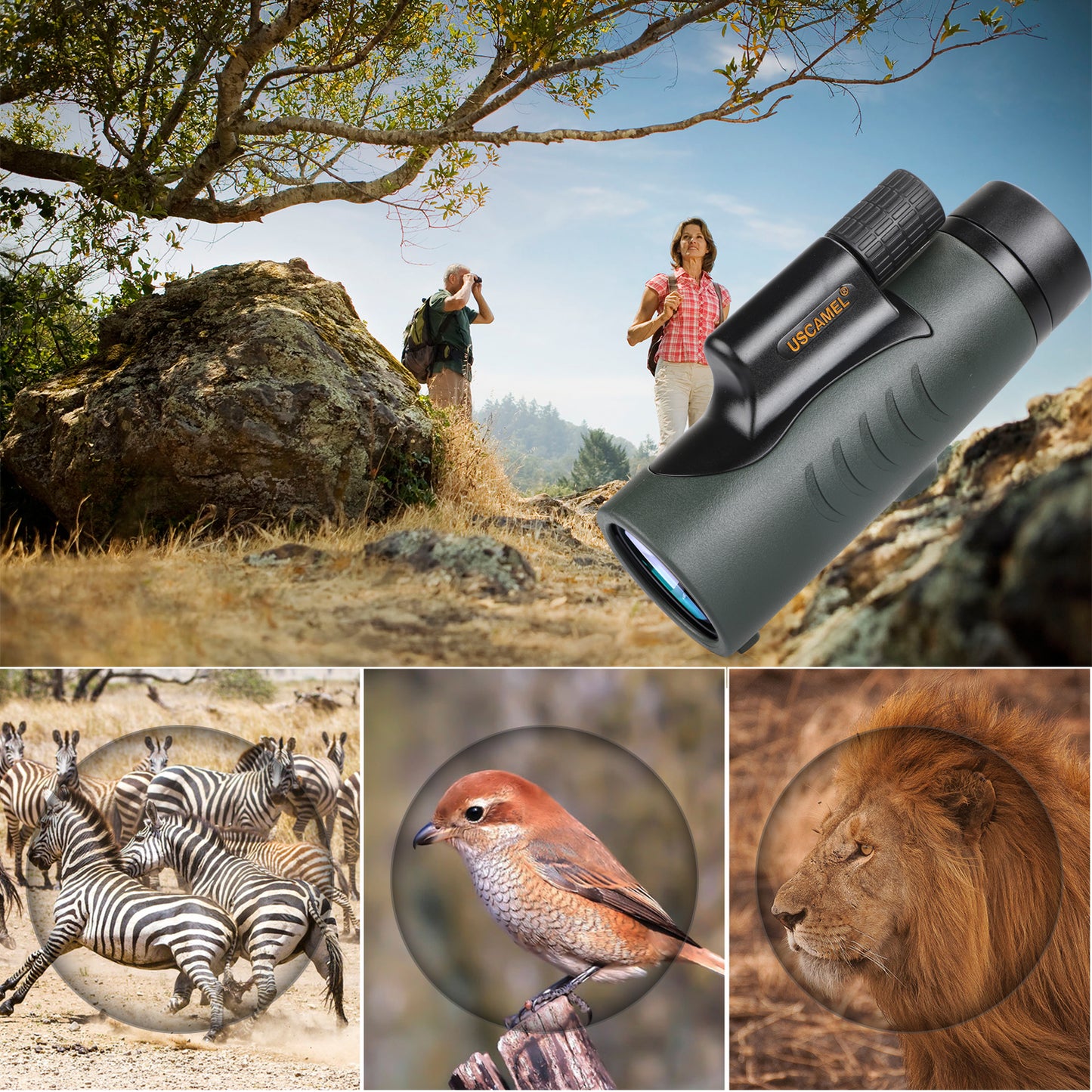 USCAMEL Monocular Telescope for Adults High Power Monocular Telescope for Smartphone Compact Monocular Telescope for Bird Watching Hunting