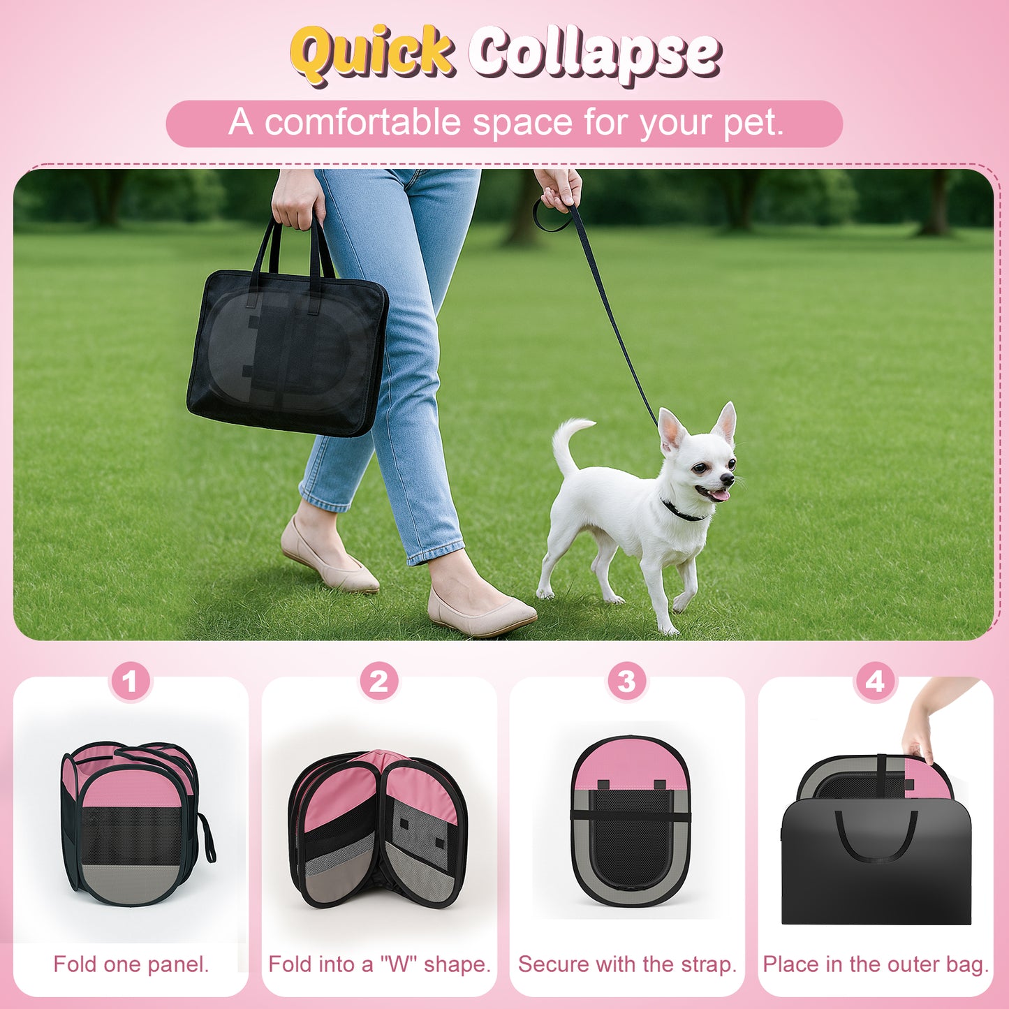 Dog Playpen Indoor for Puppy Cats Small Pet Outdoor Pop-up Playpen Tent Crates 28.7" Breathable Playpen Length for Pets up to 40LBs