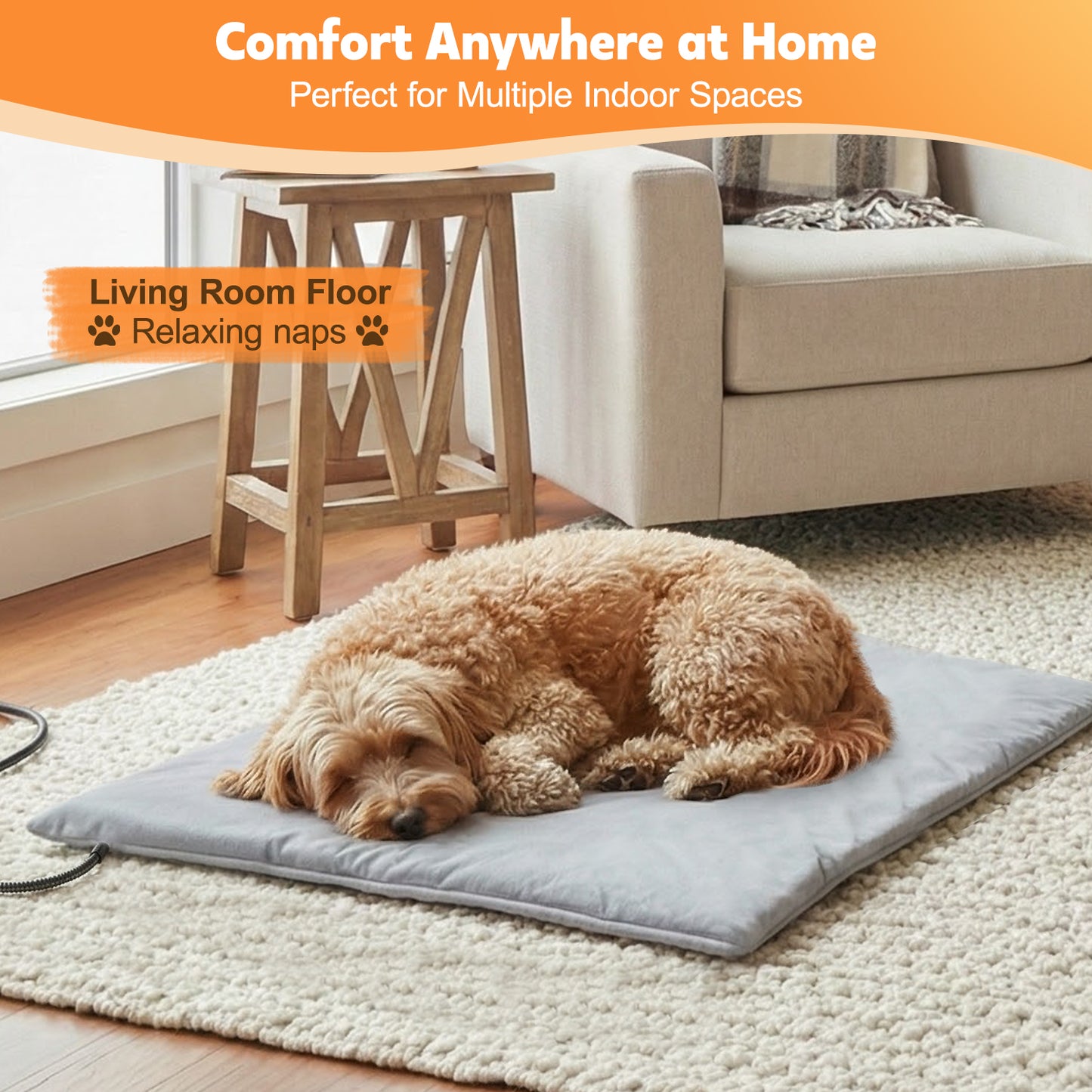 HUTACT Pet Heated Pad, 24" Winter Heating Pad for Dogs Cats, 9-Level Temp Control with Timer, Safe Heated Mat Overheat Protection & Chew-Proof Cord