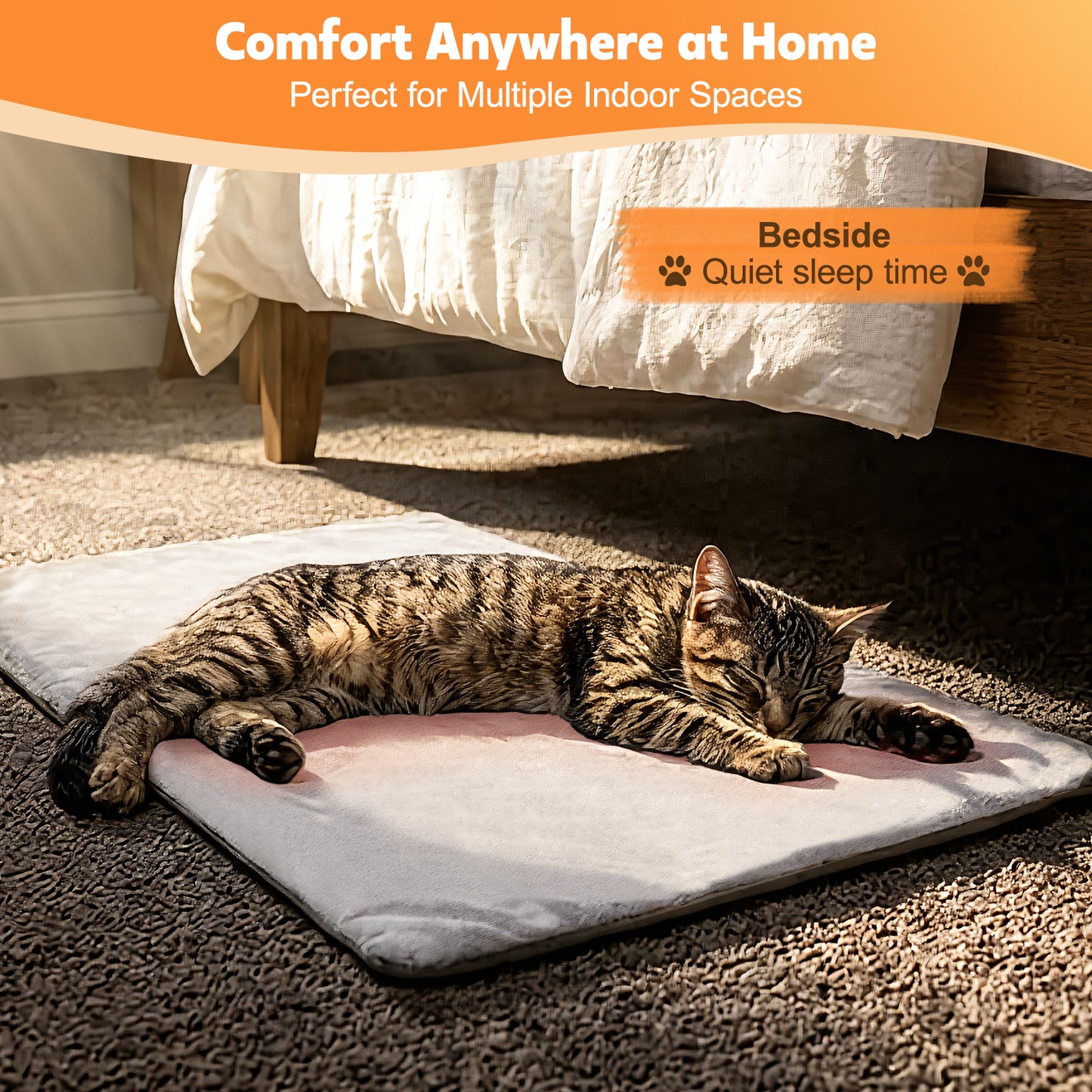HUTACT Pet Heated Pad, 24" Winter Heating Pad for Dogs Cats, 9-Level Temp Control with Timer, Safe Heated Mat Overheat Protection & Chew-Proof Cord