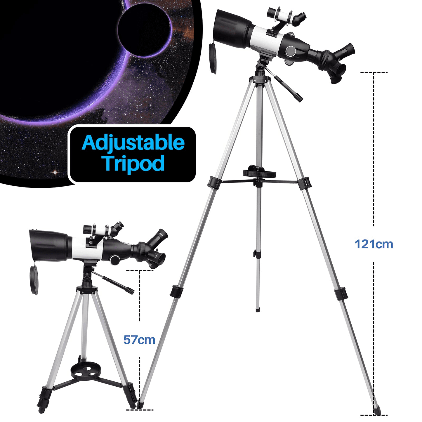 USCAMEL Telescope for Adults Kids Beginners- 3 Rotatable Eyepieces 70mm Aperture 400mm Astronomy Refractor Telescope with Adjustable Tripod - Perfect Telescope Gift for Kids View Aurora Moon Planets