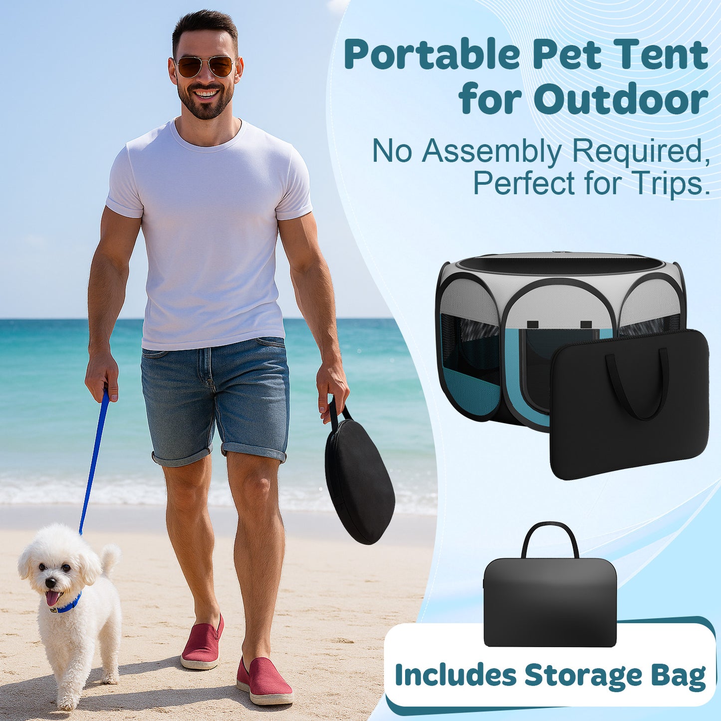 HUTACT Playpen for Puppies Cats, Pop-up Playpen 29" Foldable Portable Chicken Crate Playpen for Indoor Outdoor Travel Hiking