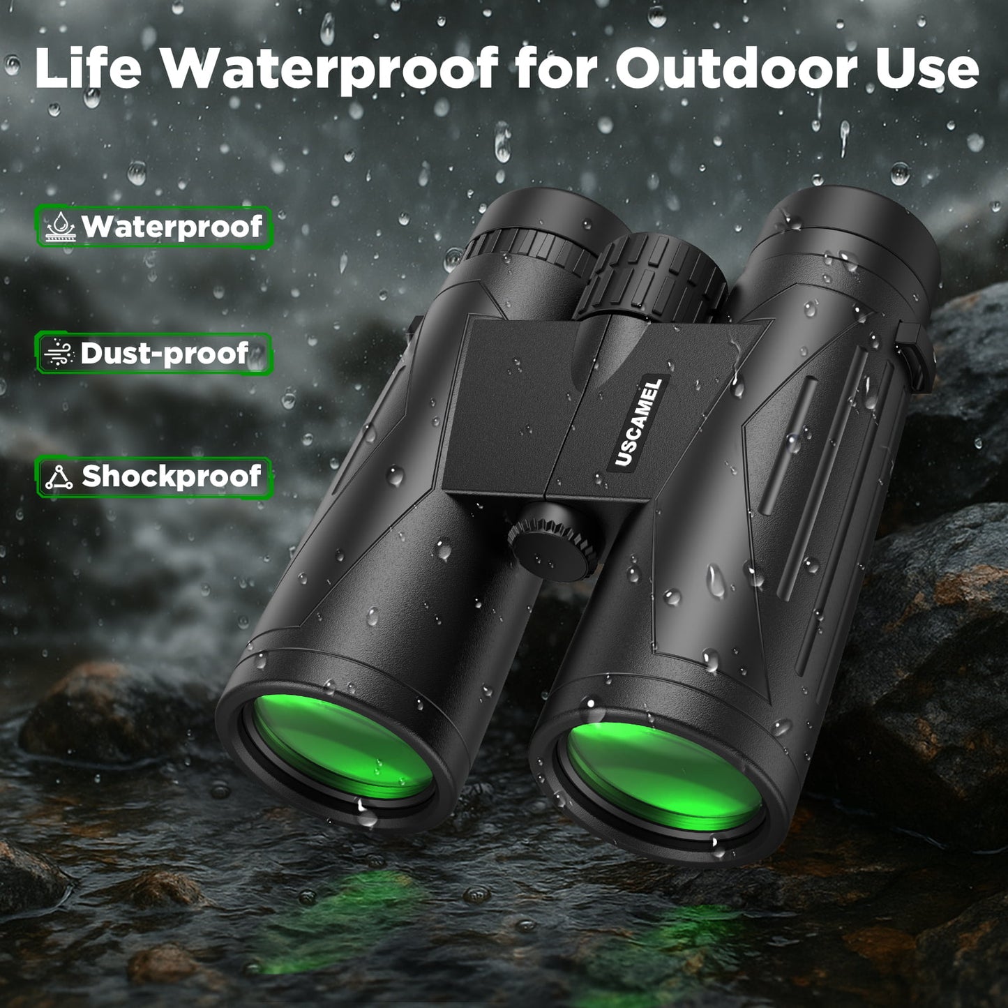 USCAMEL 12x42 Binoculars for Adults, High Power Lightweight Binoculars with Low Light Vision, Compact HD Professional Binoculars for Bird Watching, Stargazing, Hunting, Travel Sports Camping Concerts