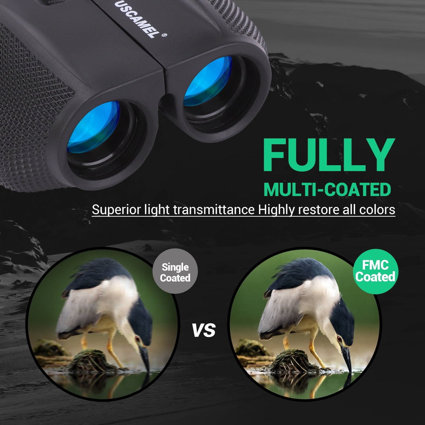 USCAMEL Compact Binoculars for Adults Kids ,Waterproof Binoculars for Bird Watching, Traveling, Hunting, Concert Sports