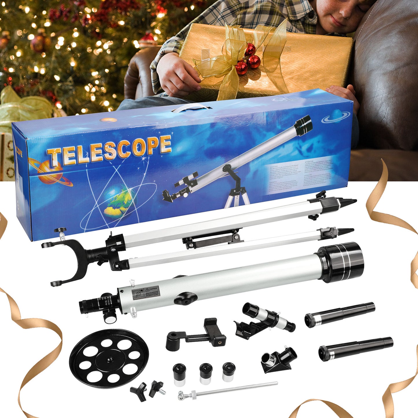 Uscamel 60mm/700mm Folding Astronomical Telescope for Kids and Adults with Tripod and Portable Bag