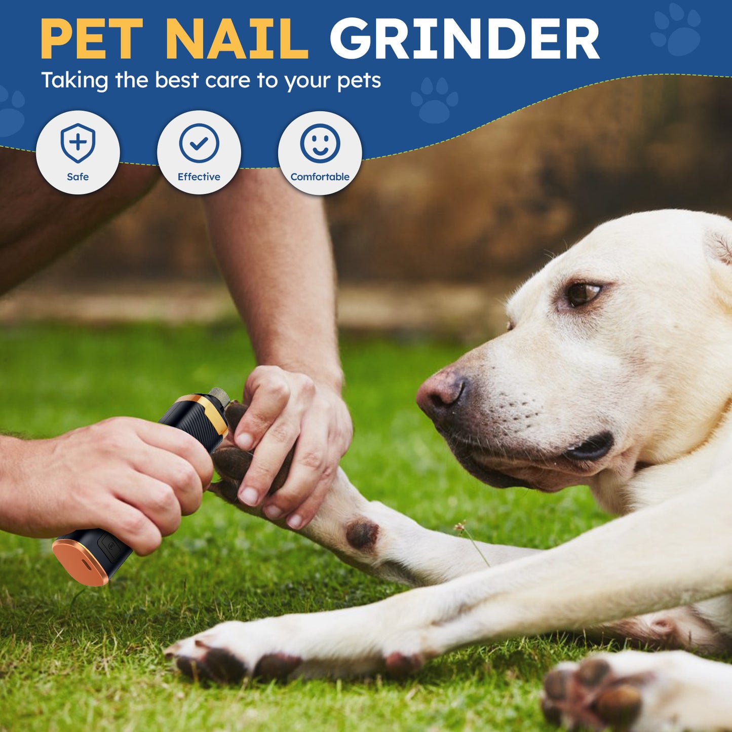 Dog Nail Grinder, Pet Nail Grinder, Super Quiet Rechargeable Electric Dog Nail Trimmer, Painless Paws Grooming & Smoothing Tool for Large Medium Small Dogs