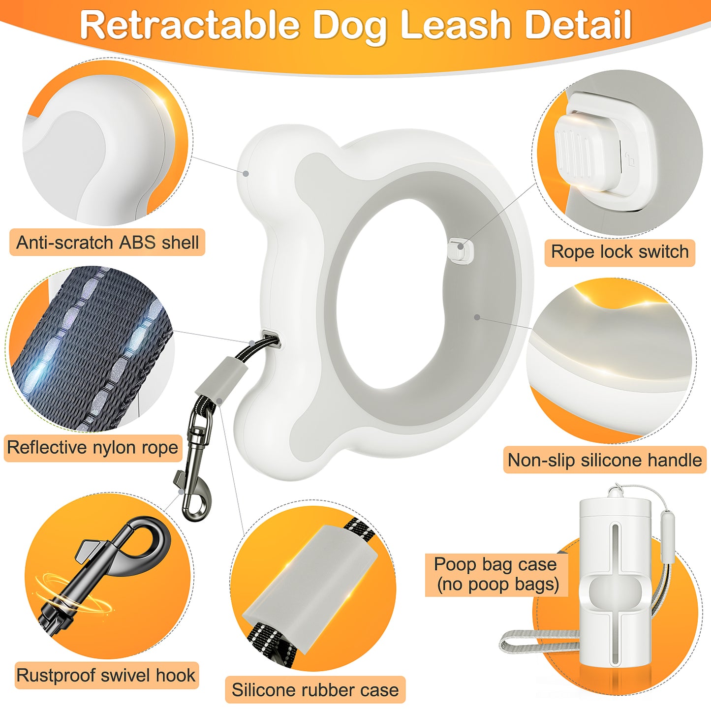 Retractable Dog Leash, 9.8FT Dog Walking Leash for Small Dogs Medium Dogs up to 66 lbs, Anti-Slip Handle Pet Leash