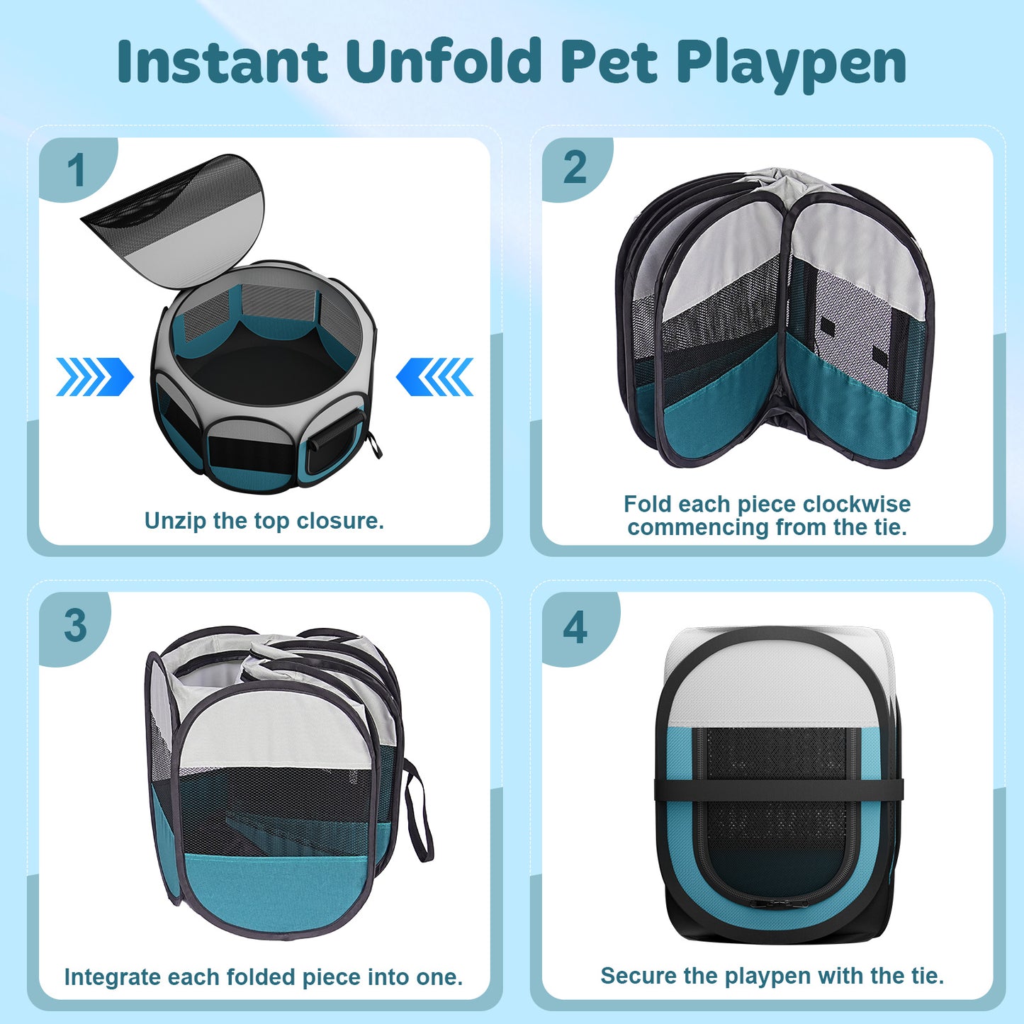 HUTACT Playpen for Puppies Cats, Pop-up Playpen 29" Foldable Portable Chicken Crate Playpen for Indoor Outdoor Travel Hiking