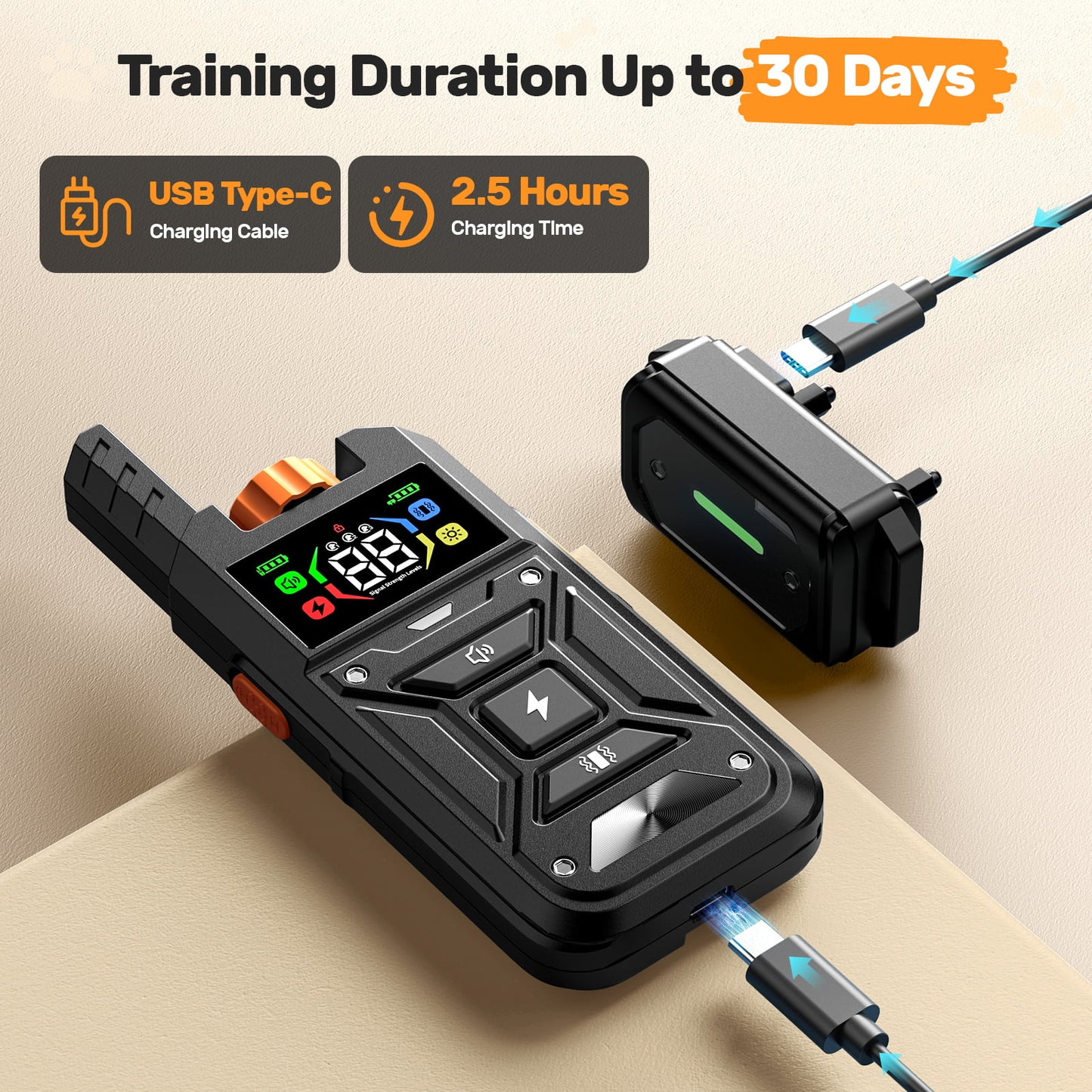 HUTACT Shock Collar with Remote for Large Dogs, HUTACT 2600FT Training Collar Bark Collar Waterproof Adjustable Beep Vibration Shock